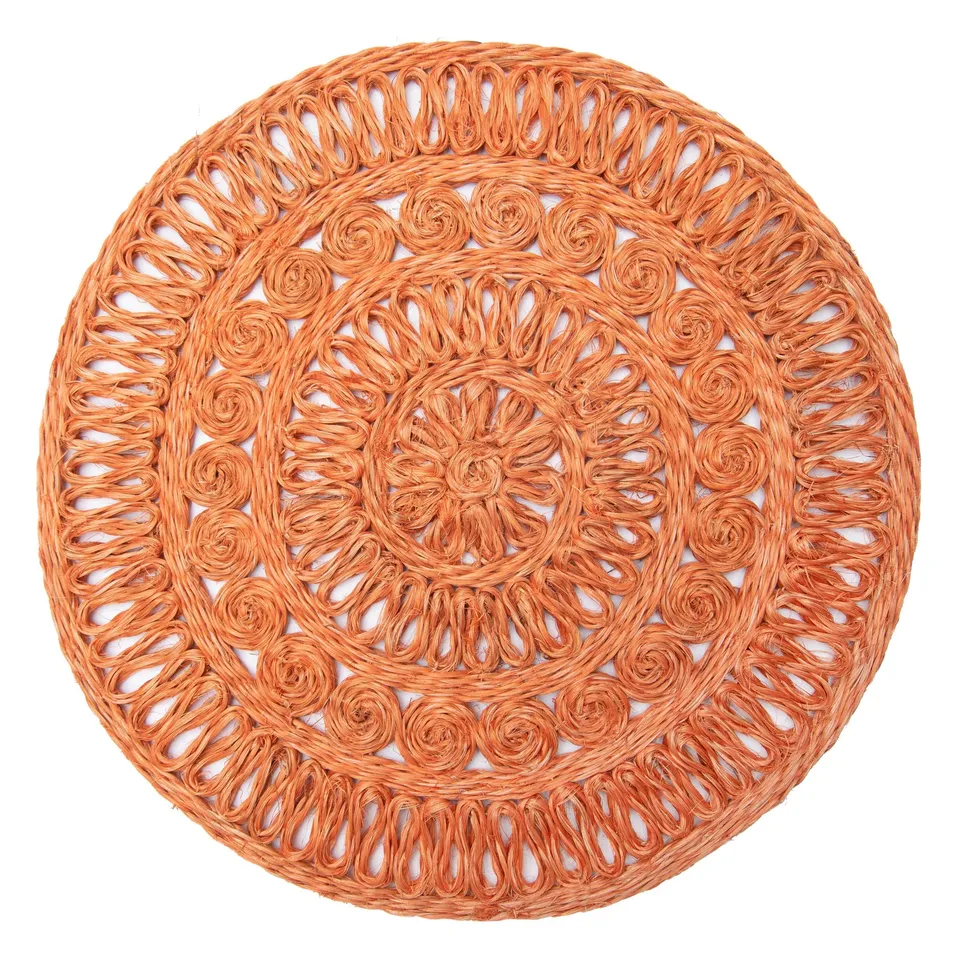couleur-nature-circolo-abaca-orange-set-de-table-rond-lot-de-4-abaca image 1