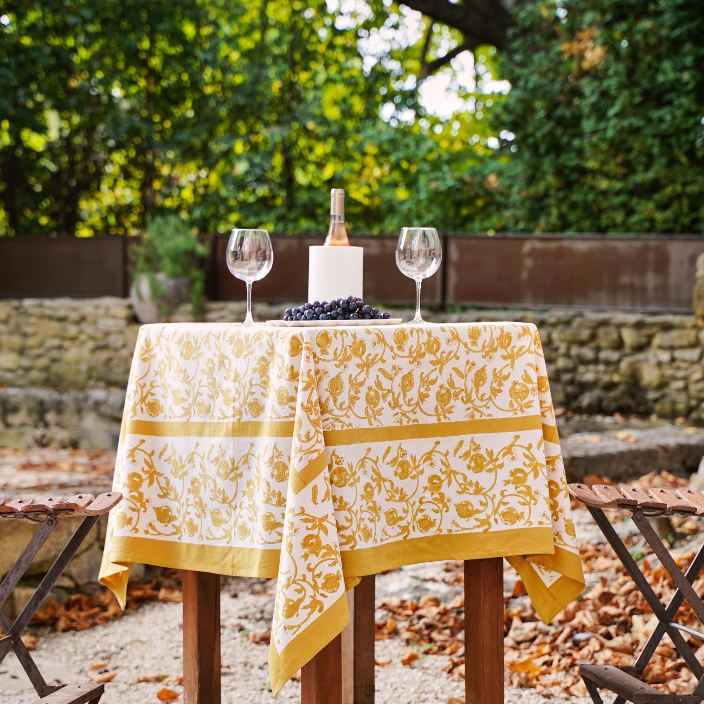 couleur-nature-granada-nappe-tissu-coton-moutarde-florale image 7