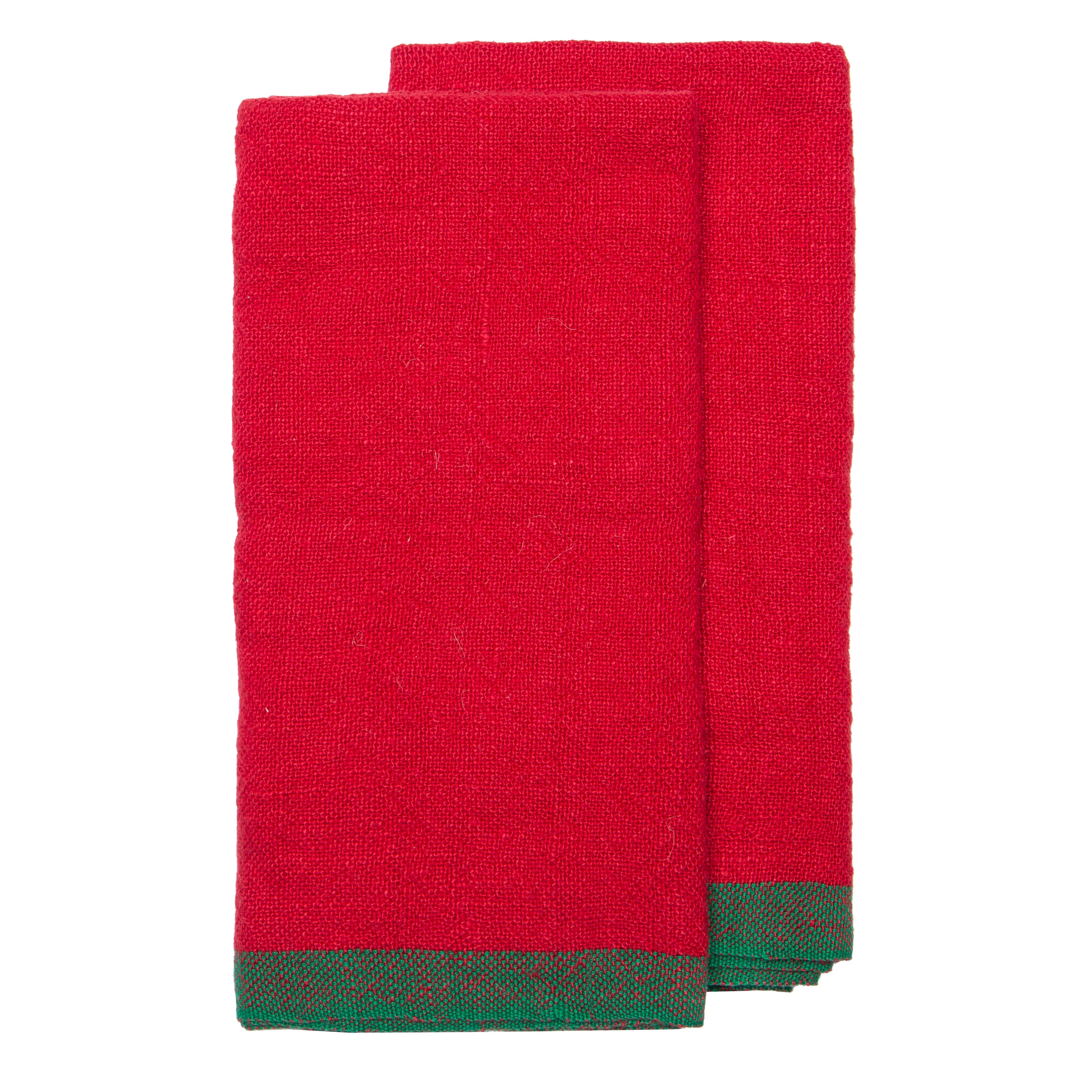couleur-nature-color-block-serviette-lin-rouge-vert-lot-de-4 image 4