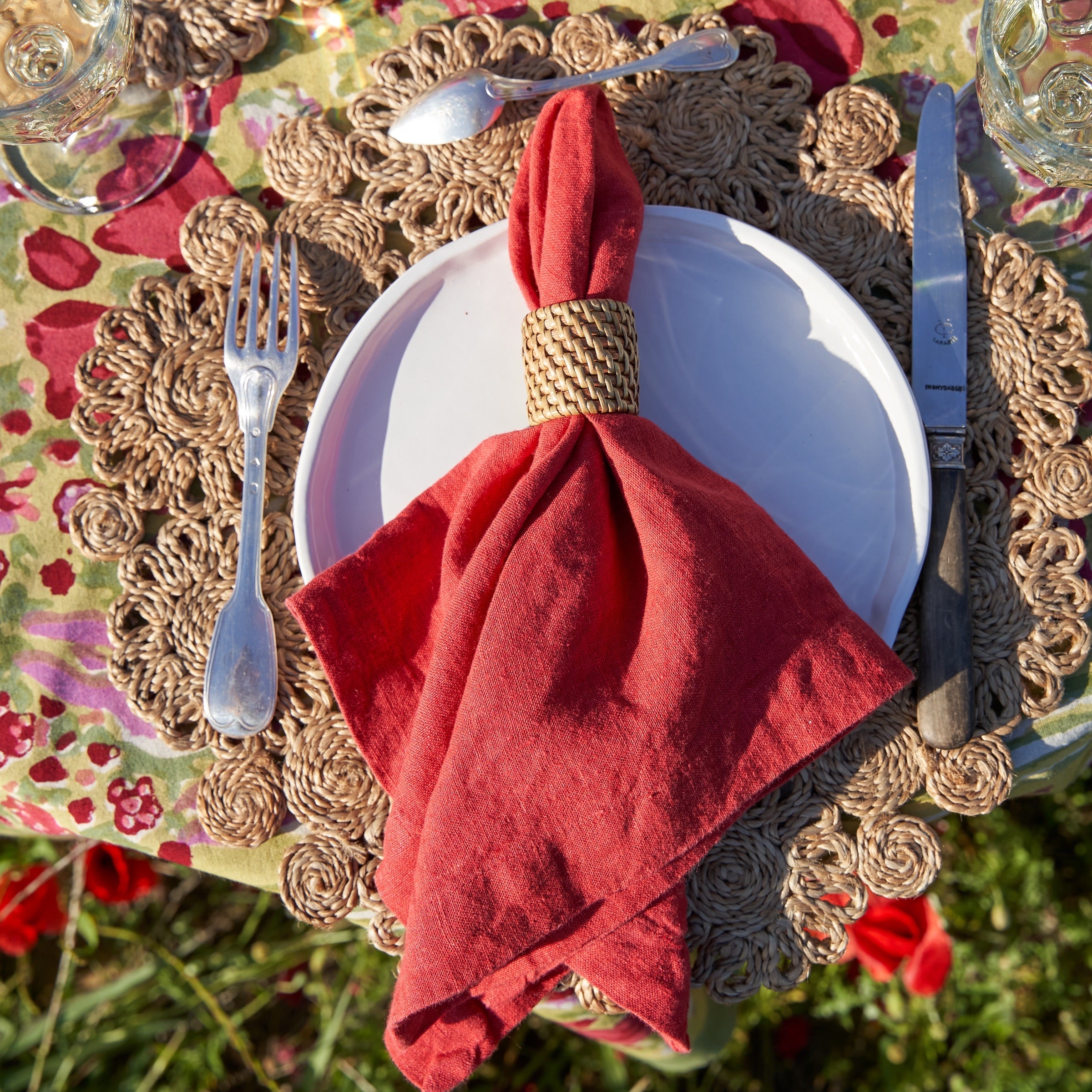 couleur-nature-daisy-jute-set-de-table-rond-naturel-lot-de-4-jute image 2