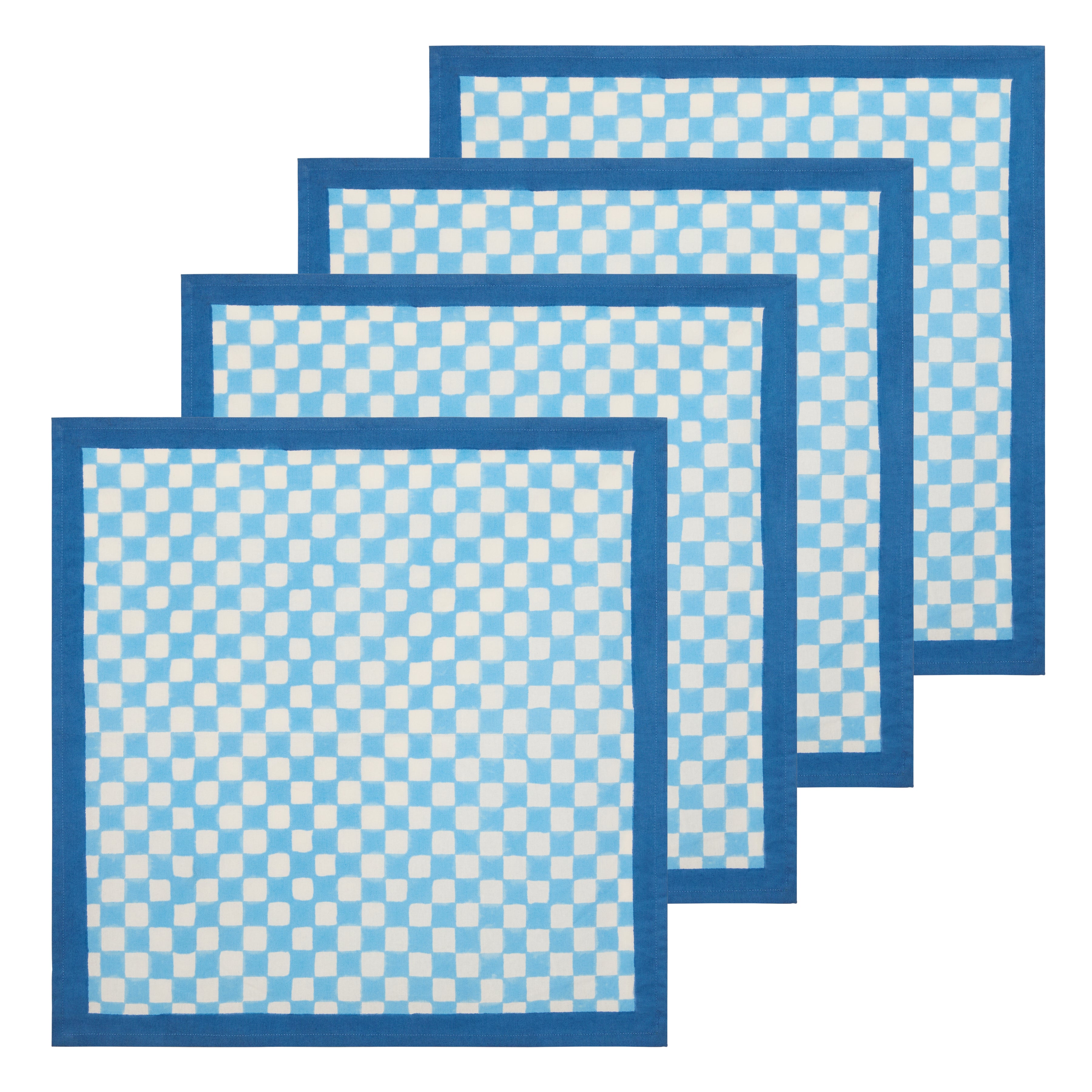 couleur-nature-gingham-check-serviette-coton-bleu-lot-4 image 4