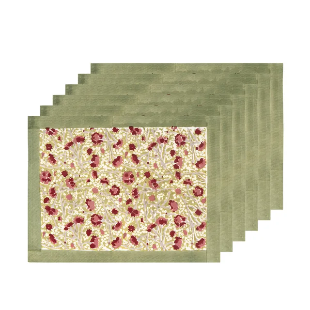 couleur-nature-meadows-set-de-table-rouge-lin-lot-de-6 image 1