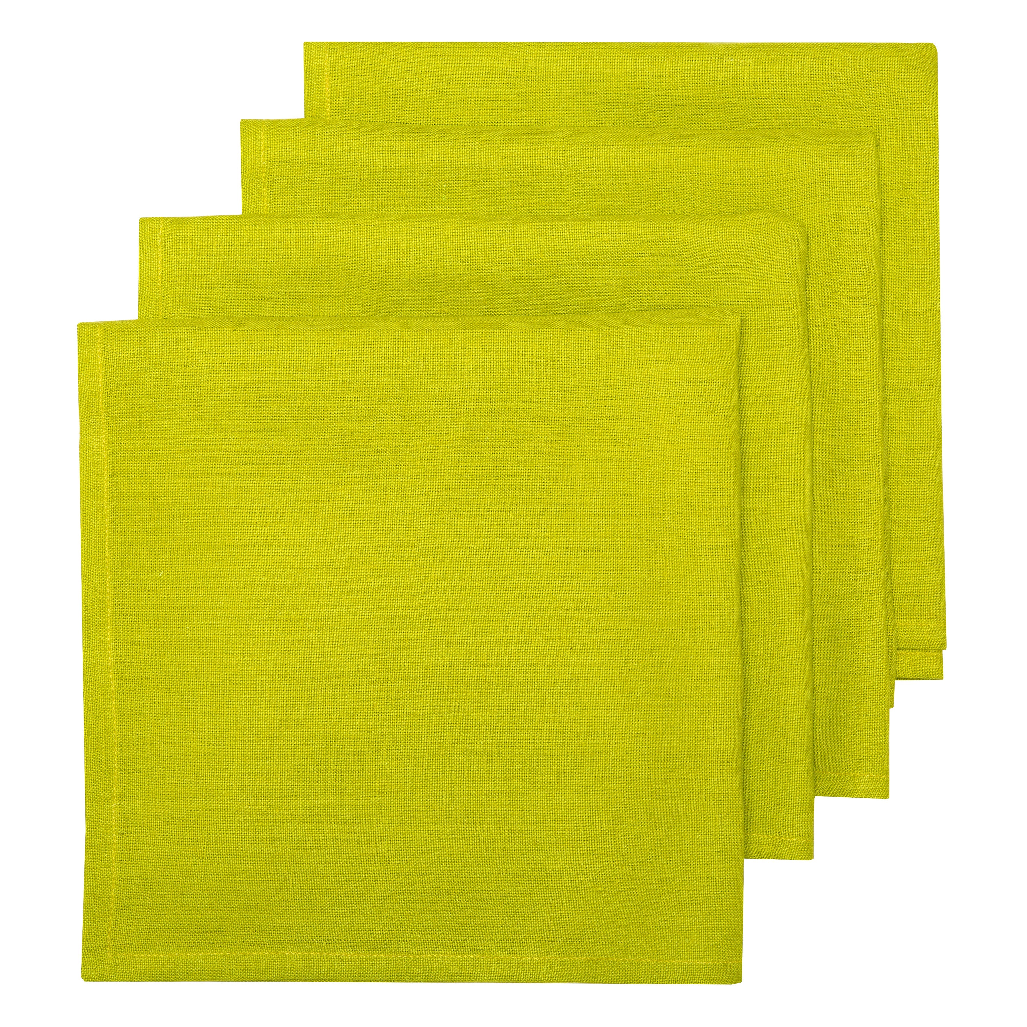 couleur-nature-palma-serviettes-lin-lot-de-4-vert-citronnelle image 1