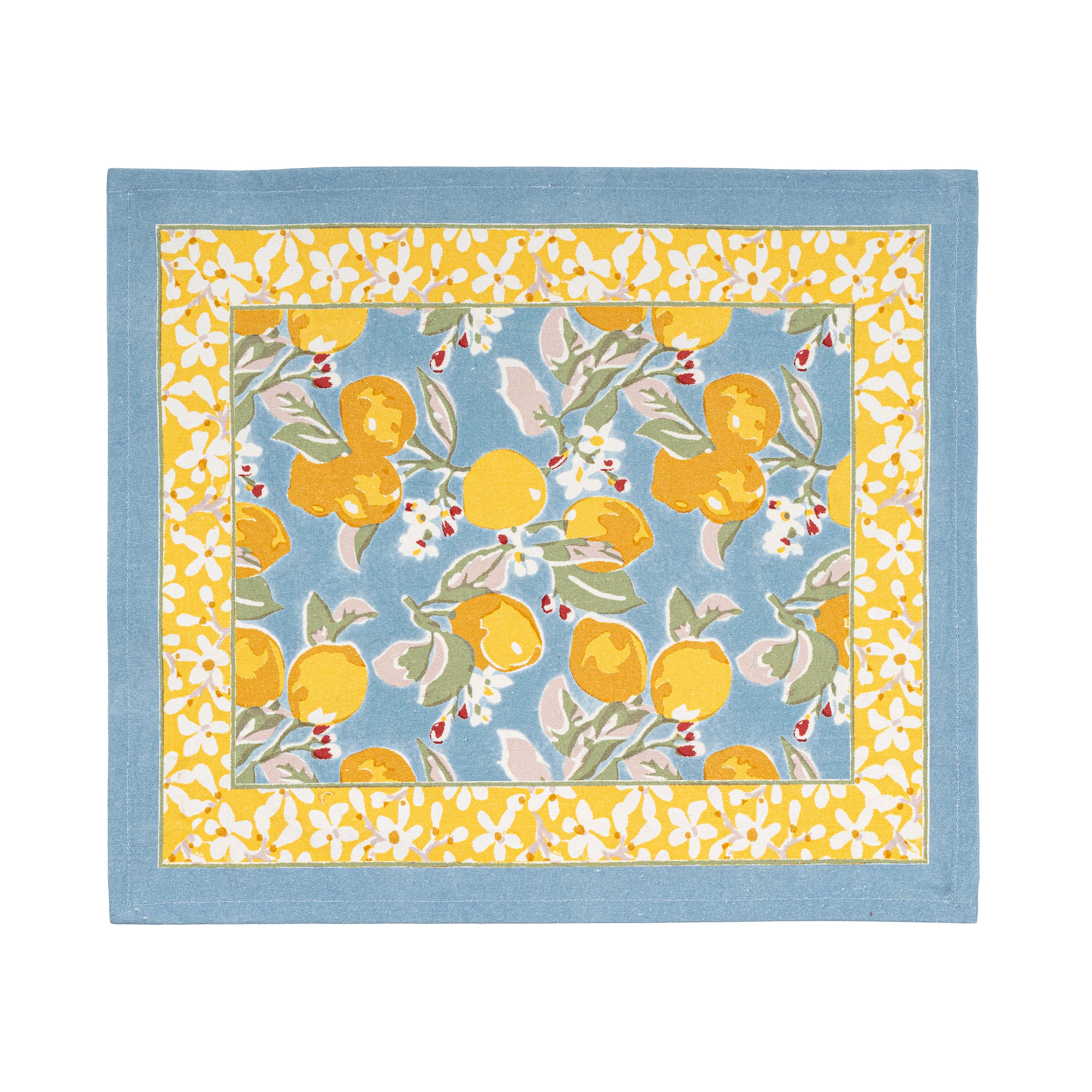 couleur-nature-citron-set-de-table-coton-bleu-jaune-lot-de-6 image 1