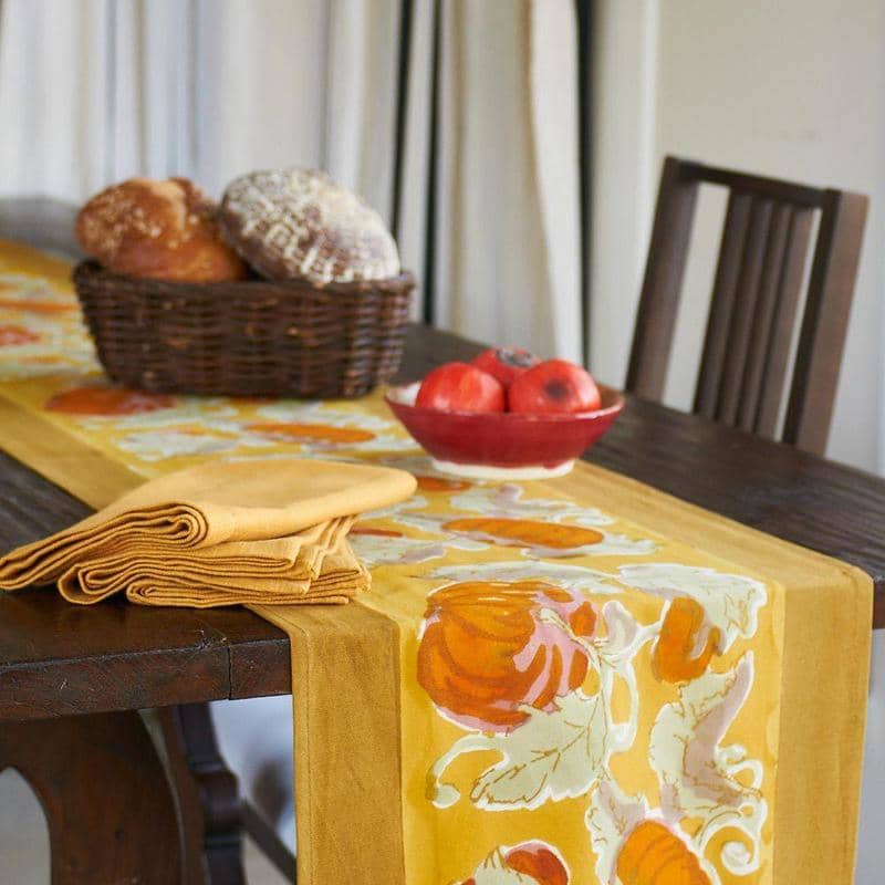 couleur-nature-pumpkin-chemin-de-table-coton-orange-moutarde-16x72 image 2
