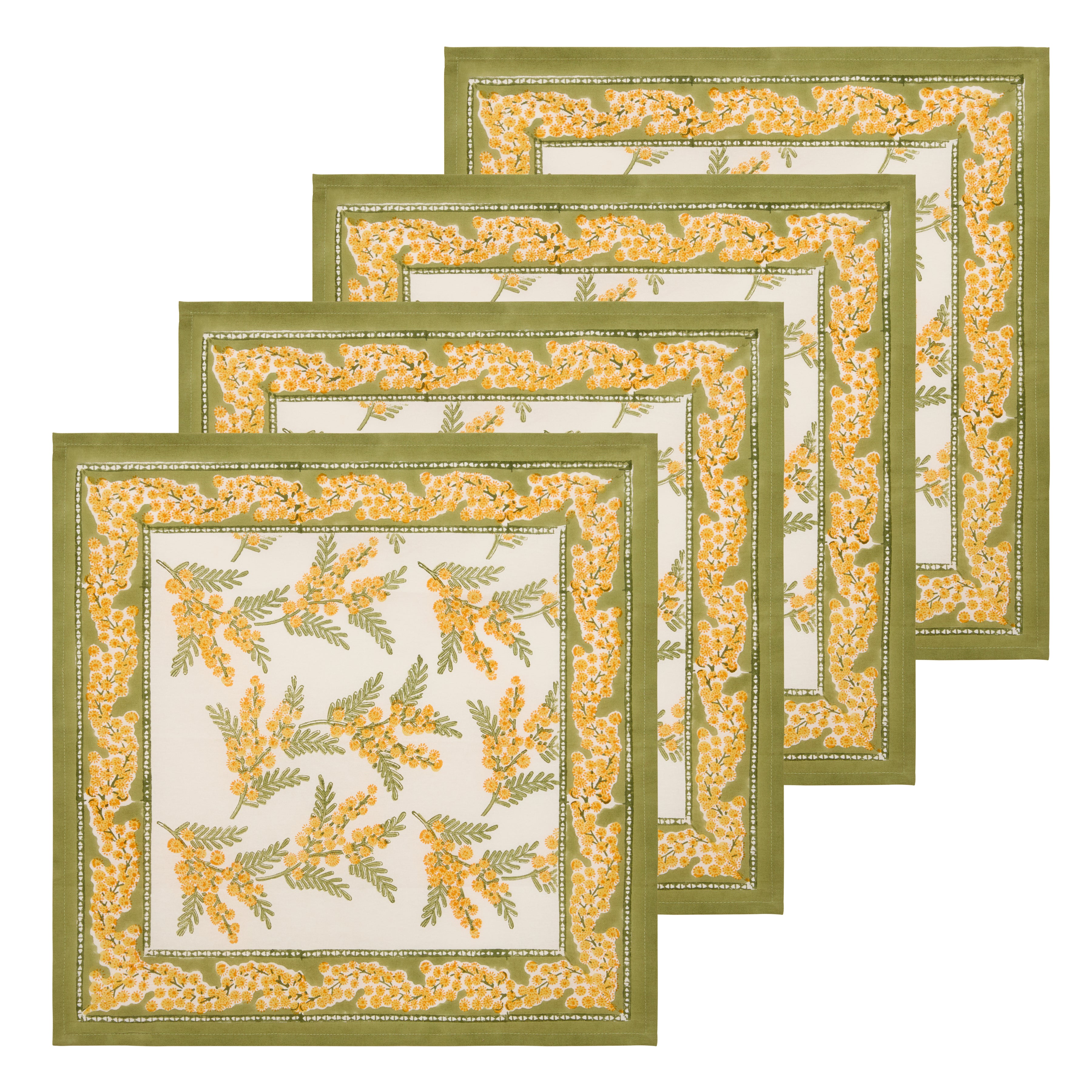couleur-nature-mimosa-green-yellow-serviettes-coton-lot-6 image 5