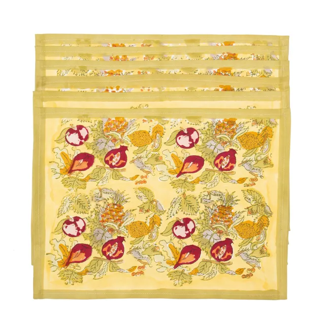 couleur-nature-tutti-frutti-sets-de-table-coton-lot-de-6-jaune image 1