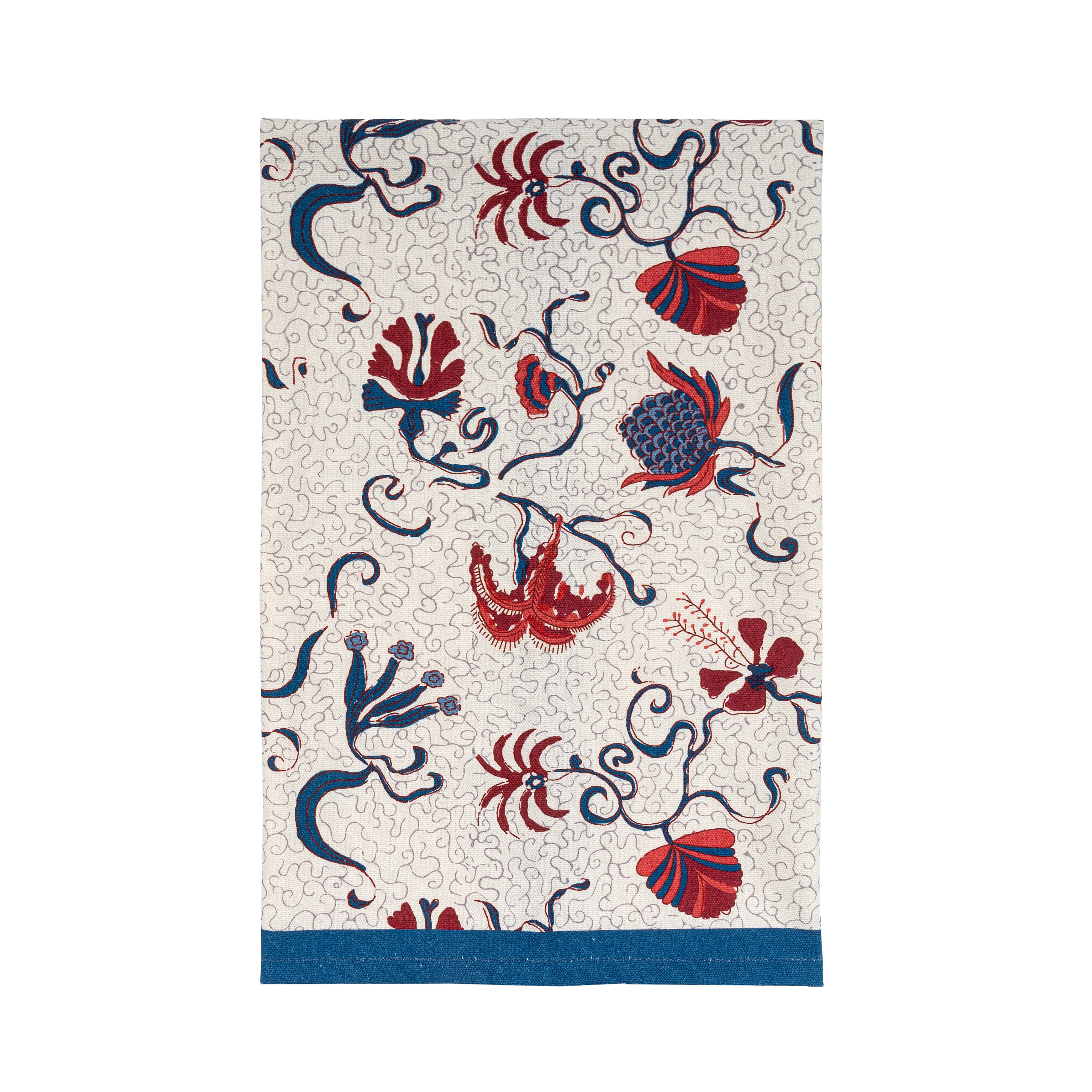 couleur-nature-fleur-des-indes-torchon-bleu-rouge-lot-3 image 4