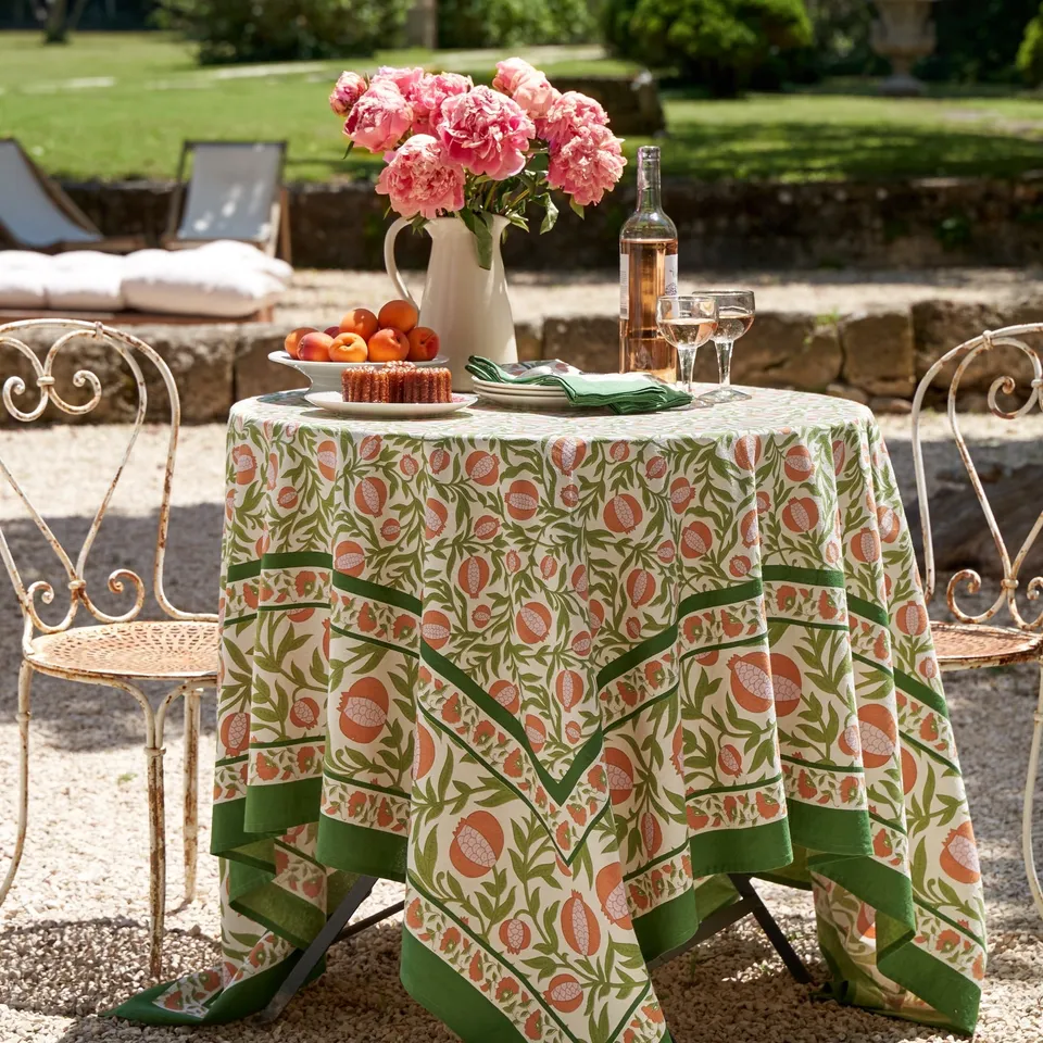 couleur-nature-grenadine-nappe-coton-orange-vert image 1