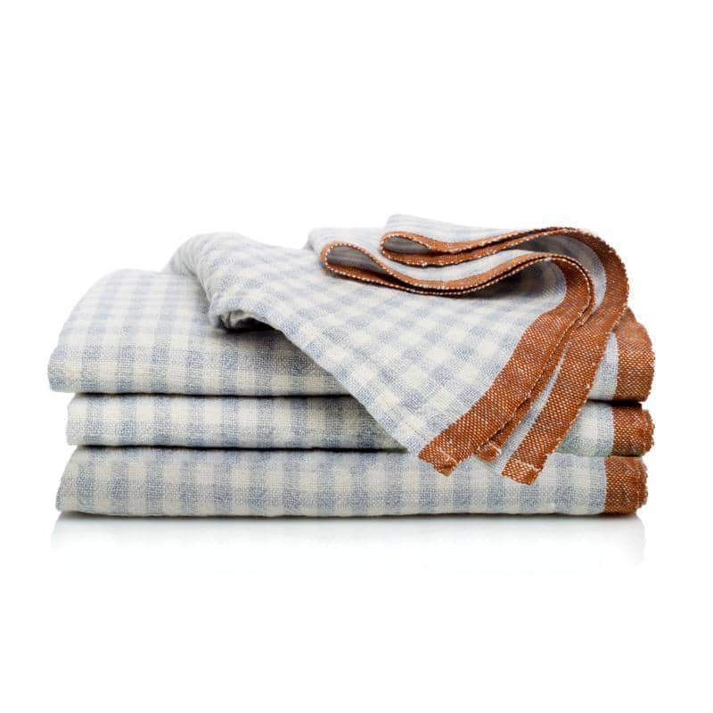 couleur-nature-gingham-serviette-lin-bleu-cognac-lot-4 image 1