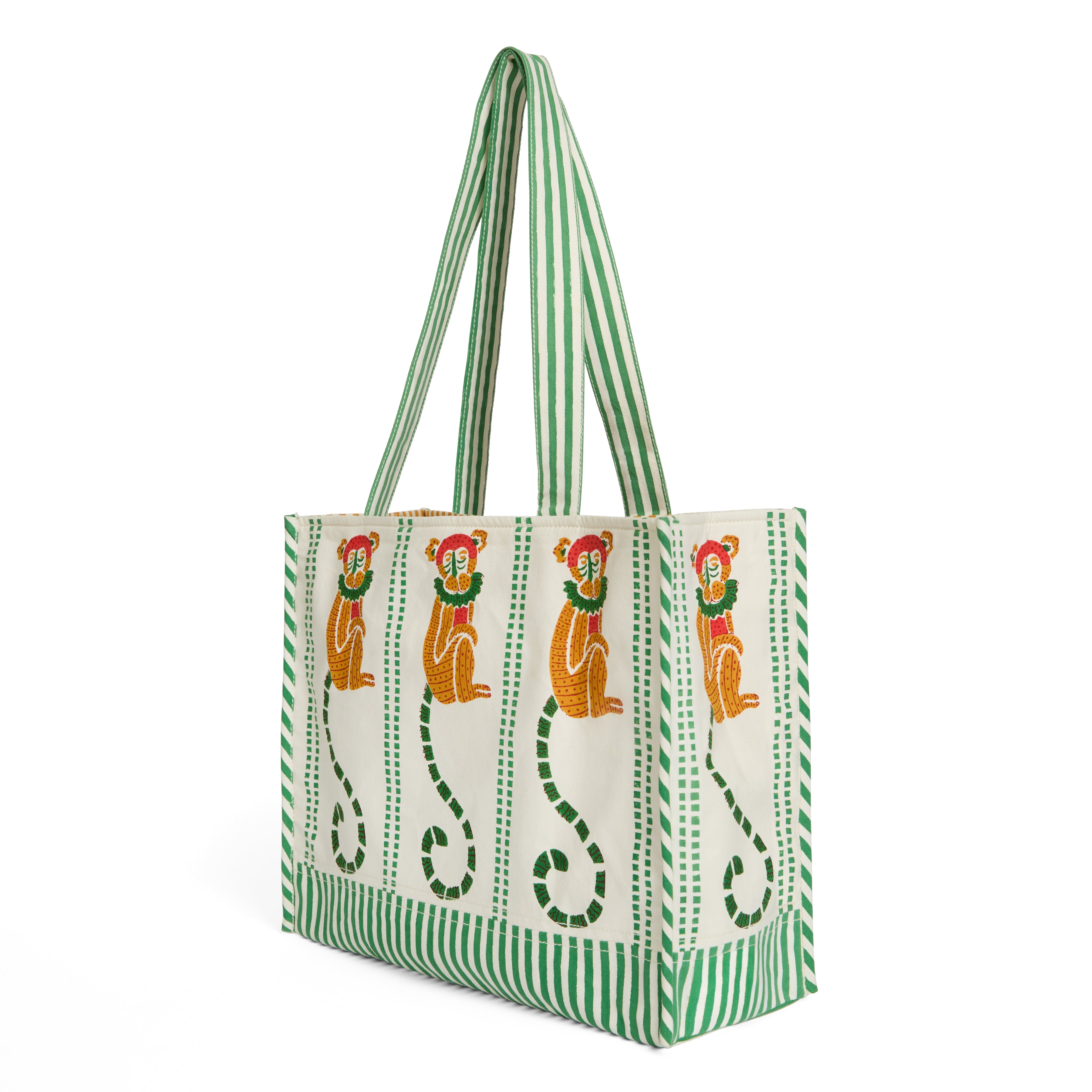 couleur-nature-jeu-de-singes-tote-bag-coton-vert-rouge image 4