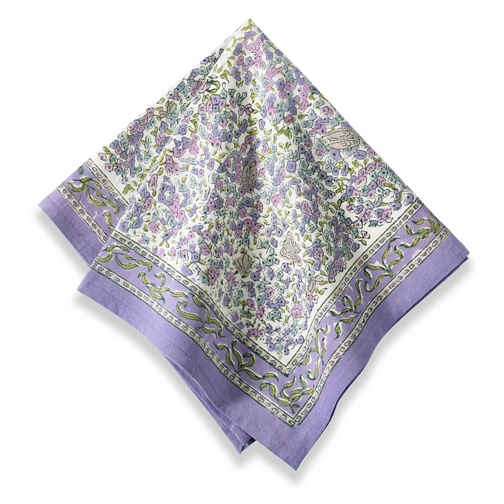 couleur-nature-lavender-serviettes-coton-lot-6-imprim-floral image 1