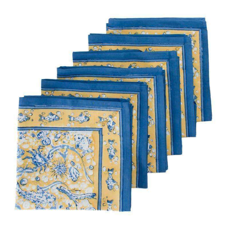 couleur-nature-la-mer-serviettes-coton-bleu-jaune-lot-6-19 image 2