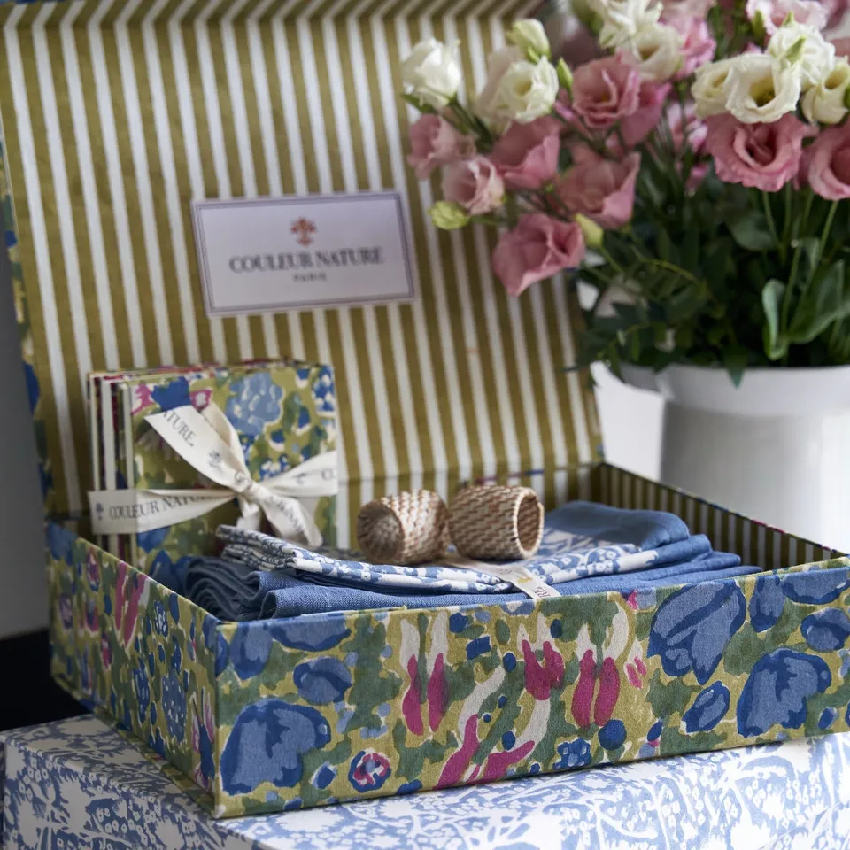 couleur-nature-jardin-bo-te-tr-sor-tissu-bleu-vert-cadeau image 1