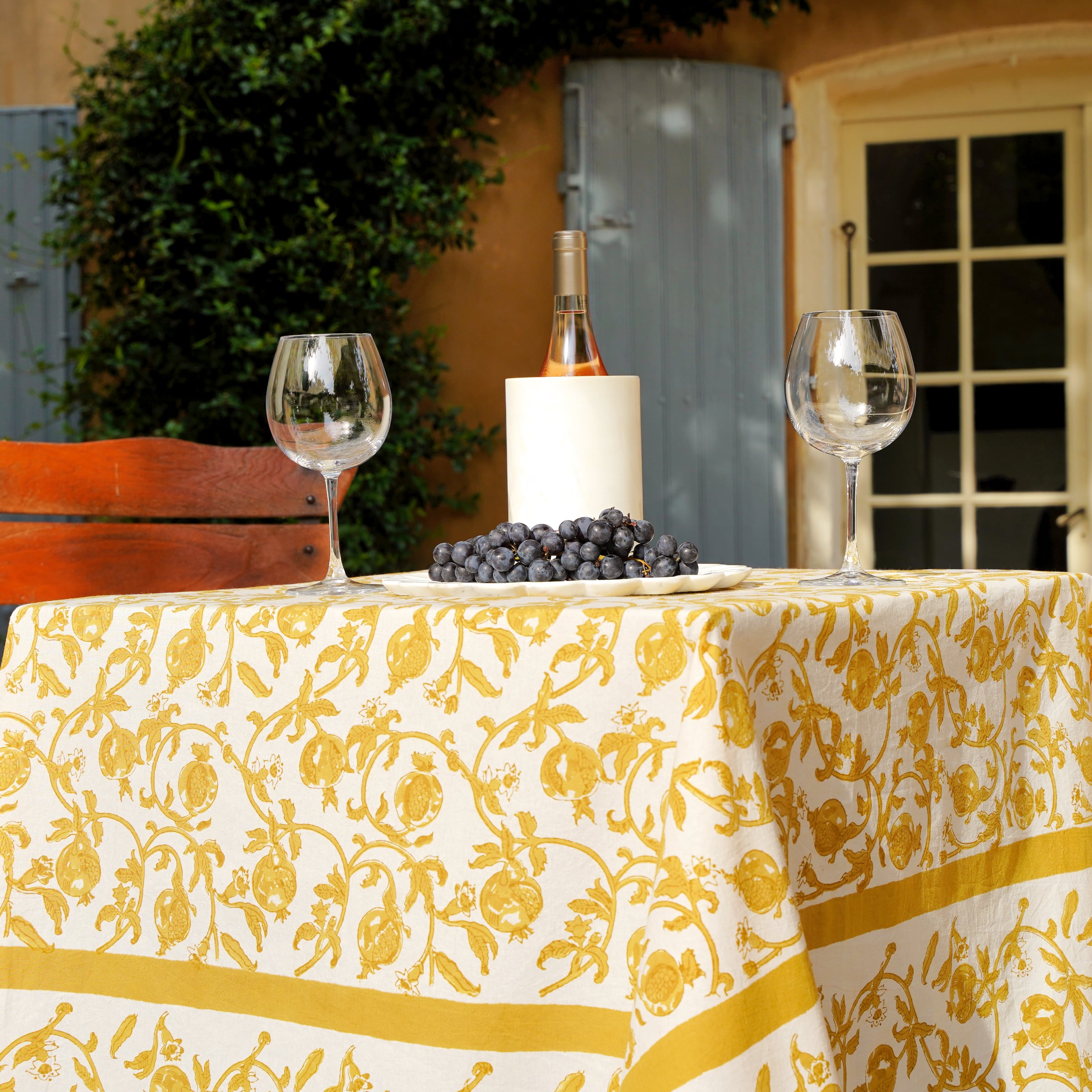 couleur-nature-granada-nappe-tissu-coton-moutarde-florale image 8