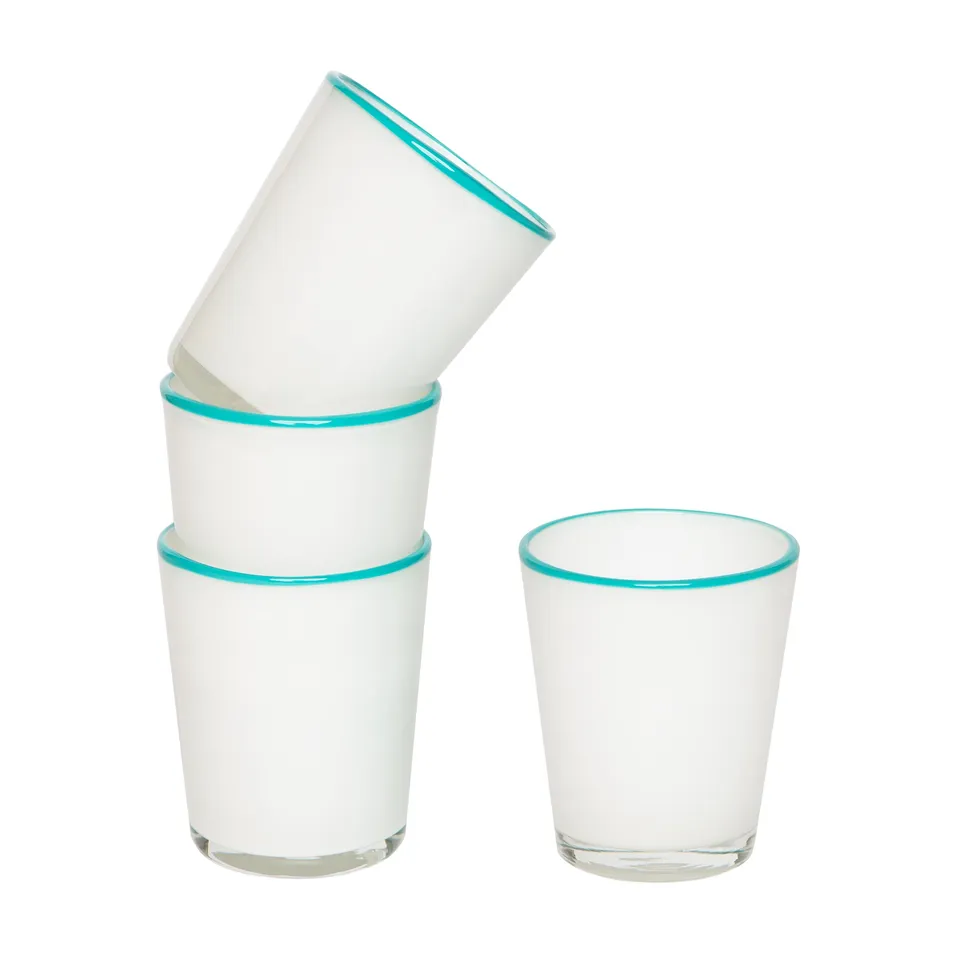 couleur-nature-summer-verre-souffl-blanc-turquoise-26cl-lot-4 image 1