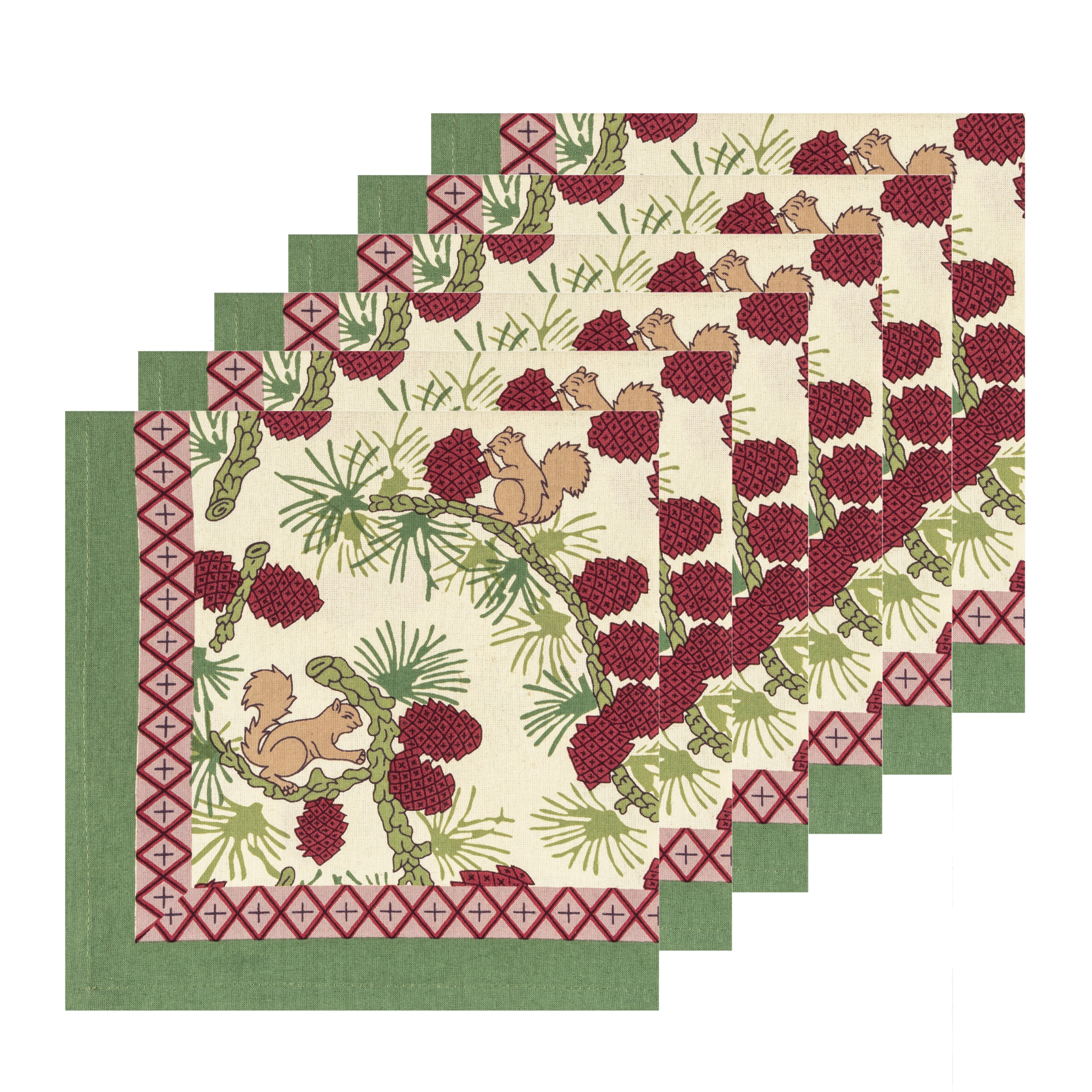 couleur-nature-squirrel-serviettes-tissu-rouges-lot-6 image 4