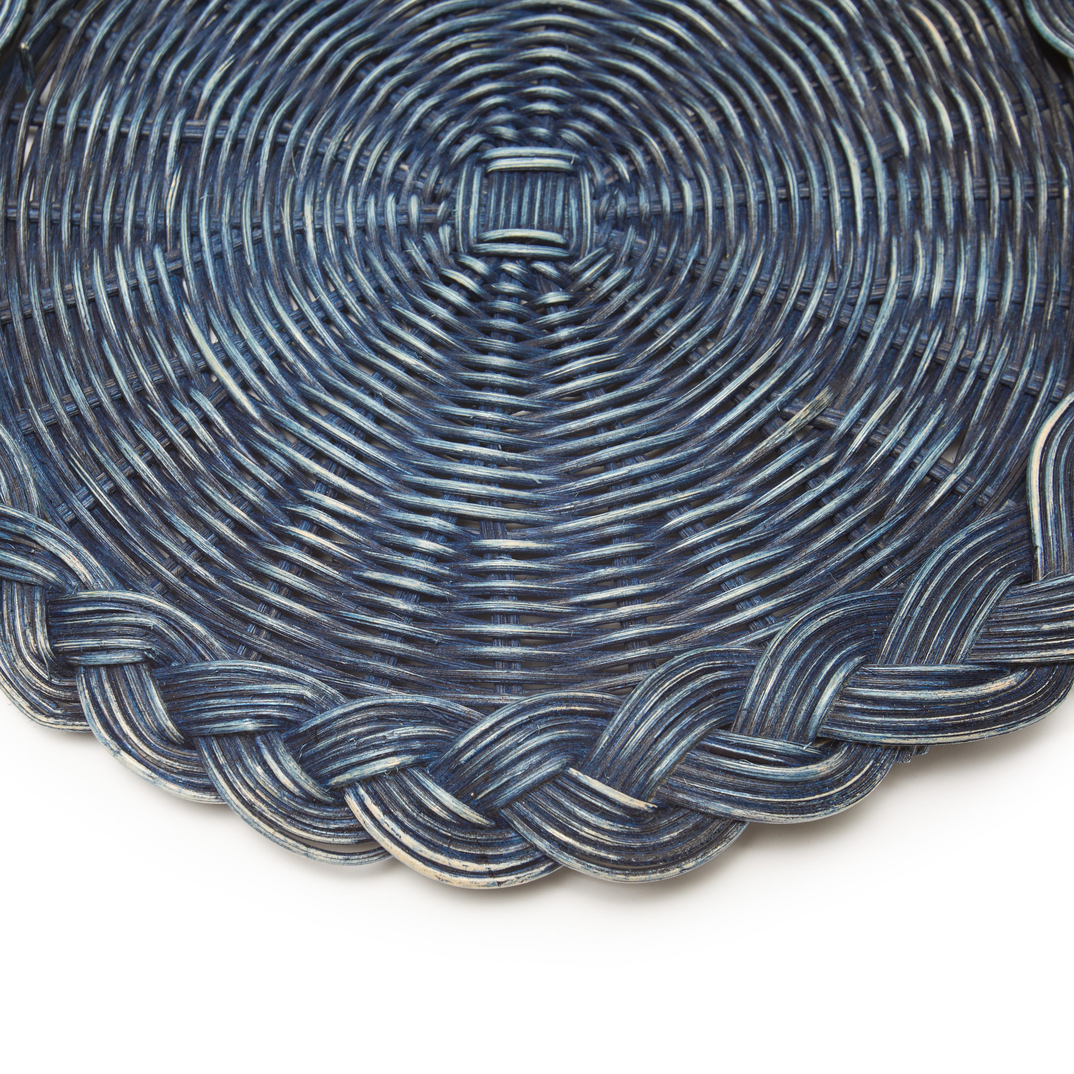 couleur-nature-braided-weave-sets-de-table-raphia-bleu-lot-5-ronds image 2
