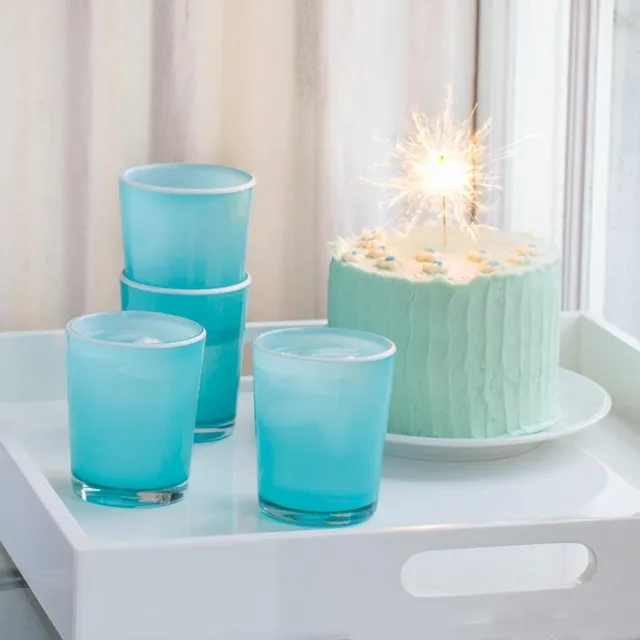 couleur-nature-summer-glass-verres-turquoise-blanc-lot-4-15oz image 1