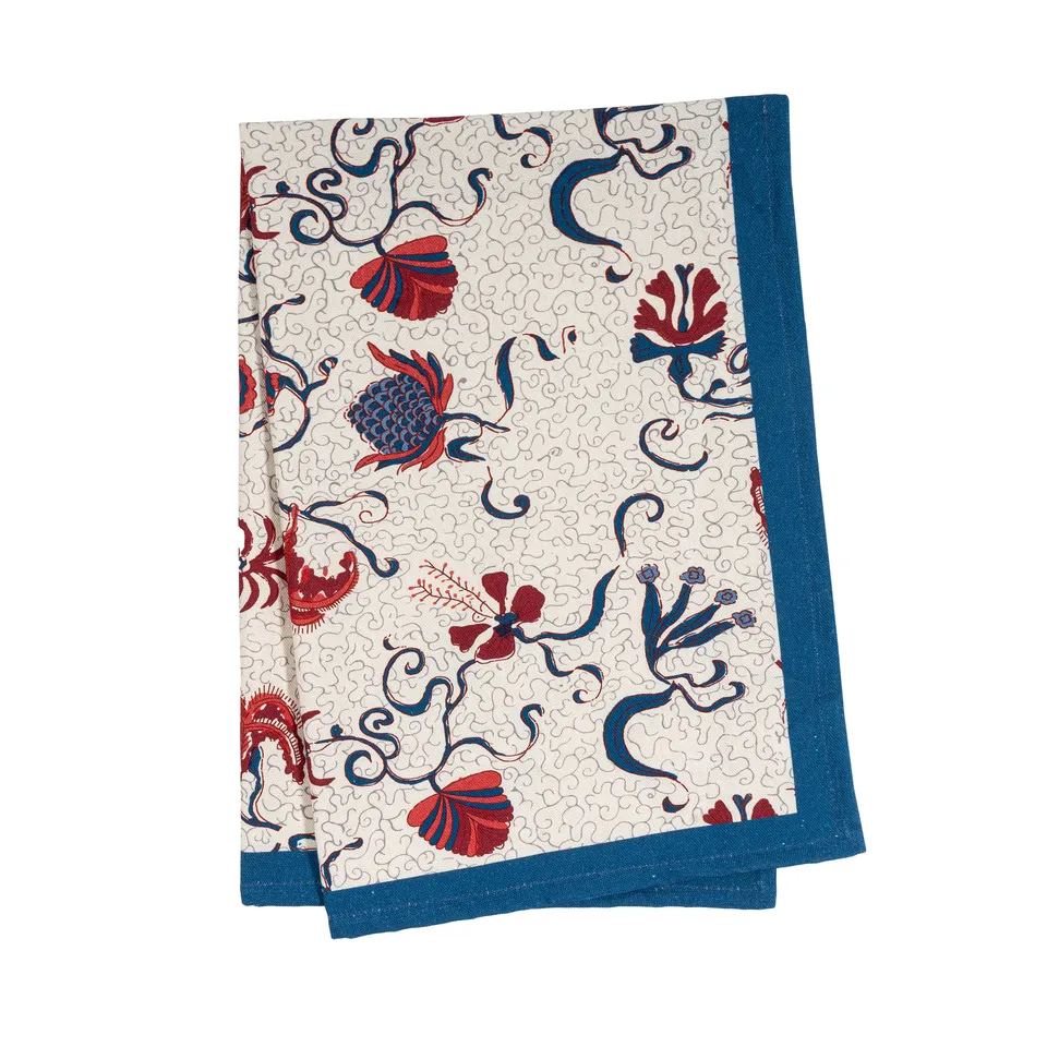 couleur-nature-fleur-des-indes-torchon-bleu-rouge-lot-3 image 1