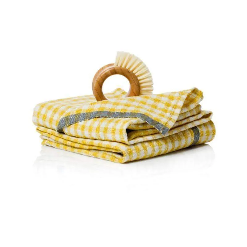 couleur-nature-two-tone-gingham-lot-2-torchons-dijon-gris-lin image 1