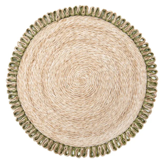 couleur-nature-loopy-abaca-sets-de-table-ronds-lot-4-olive image 1