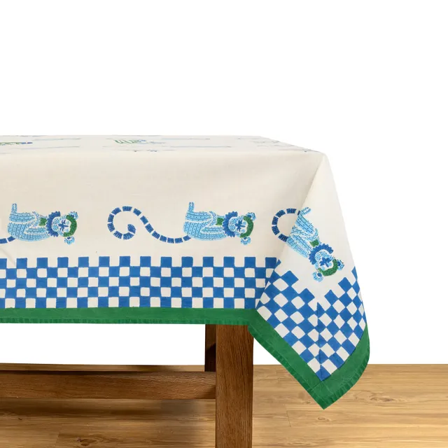 couleur-nature-jeu-de-singes-nappe-coton-bleu-vert-59x59 image 1