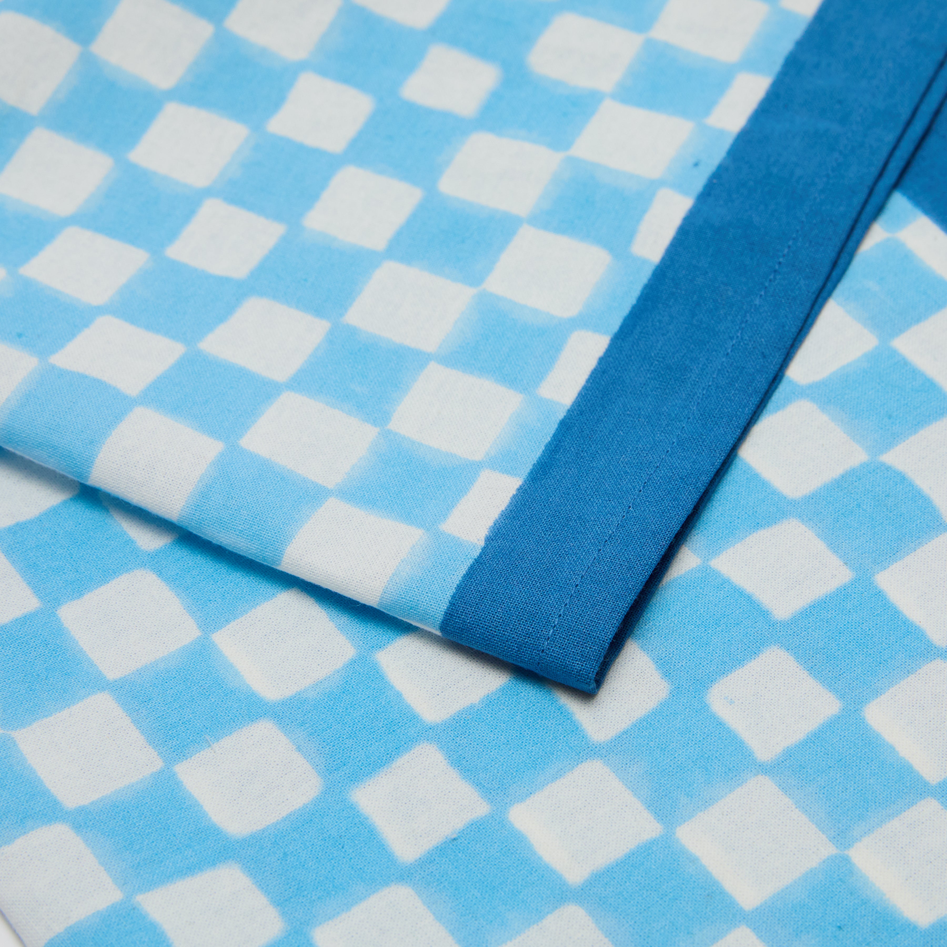 couleur-nature-gingham-check-serviette-coton-bleu-lot-4 image 3