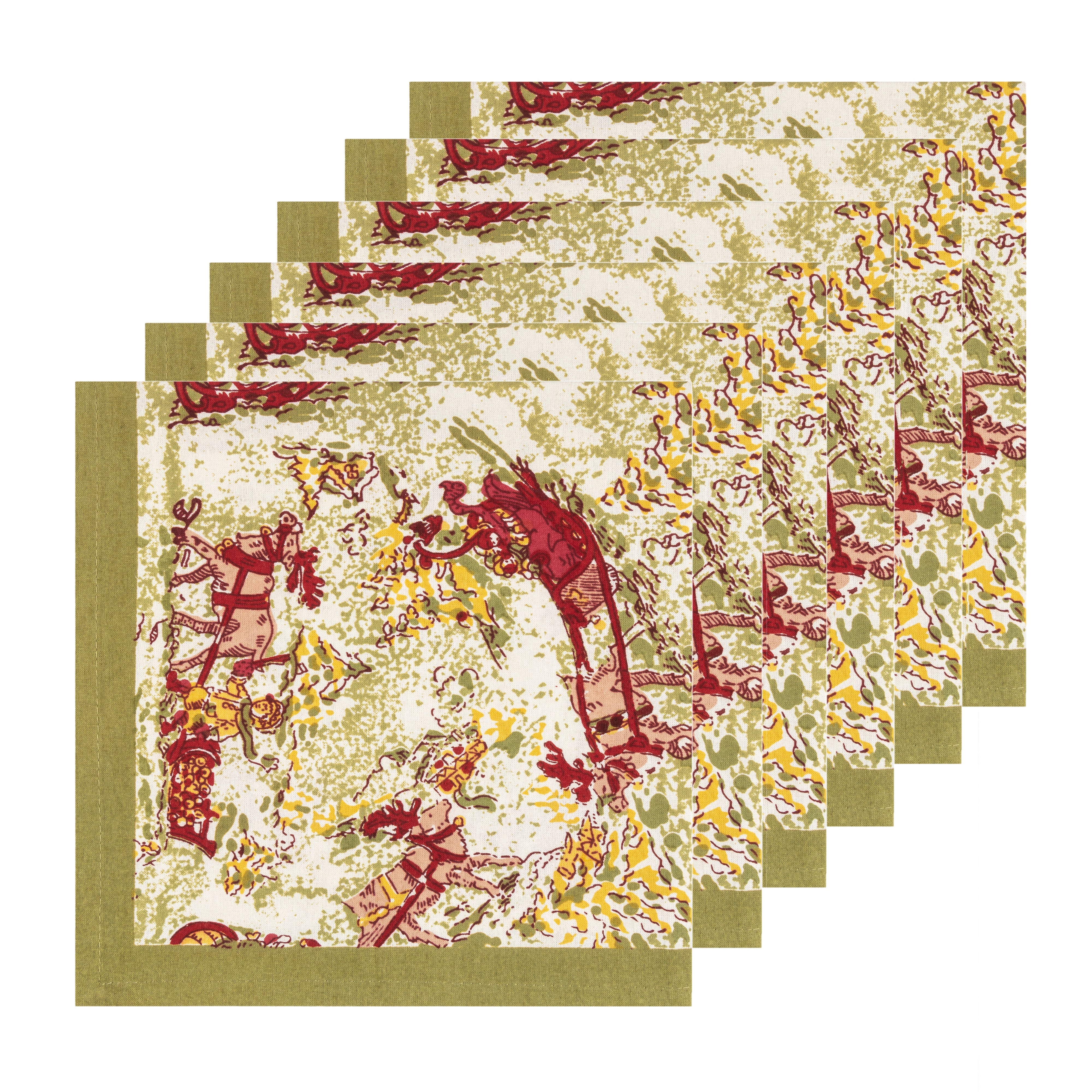 couleur-nature-renne-serviette-coton-lot-6-rouge-vert-19 image 3
