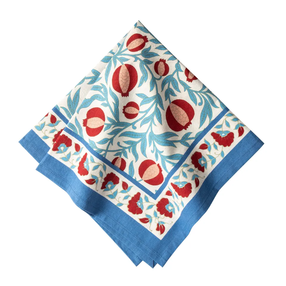 couleur-nature-grenadine-serviettes-table-bleu-rouge-lot-6 image 1