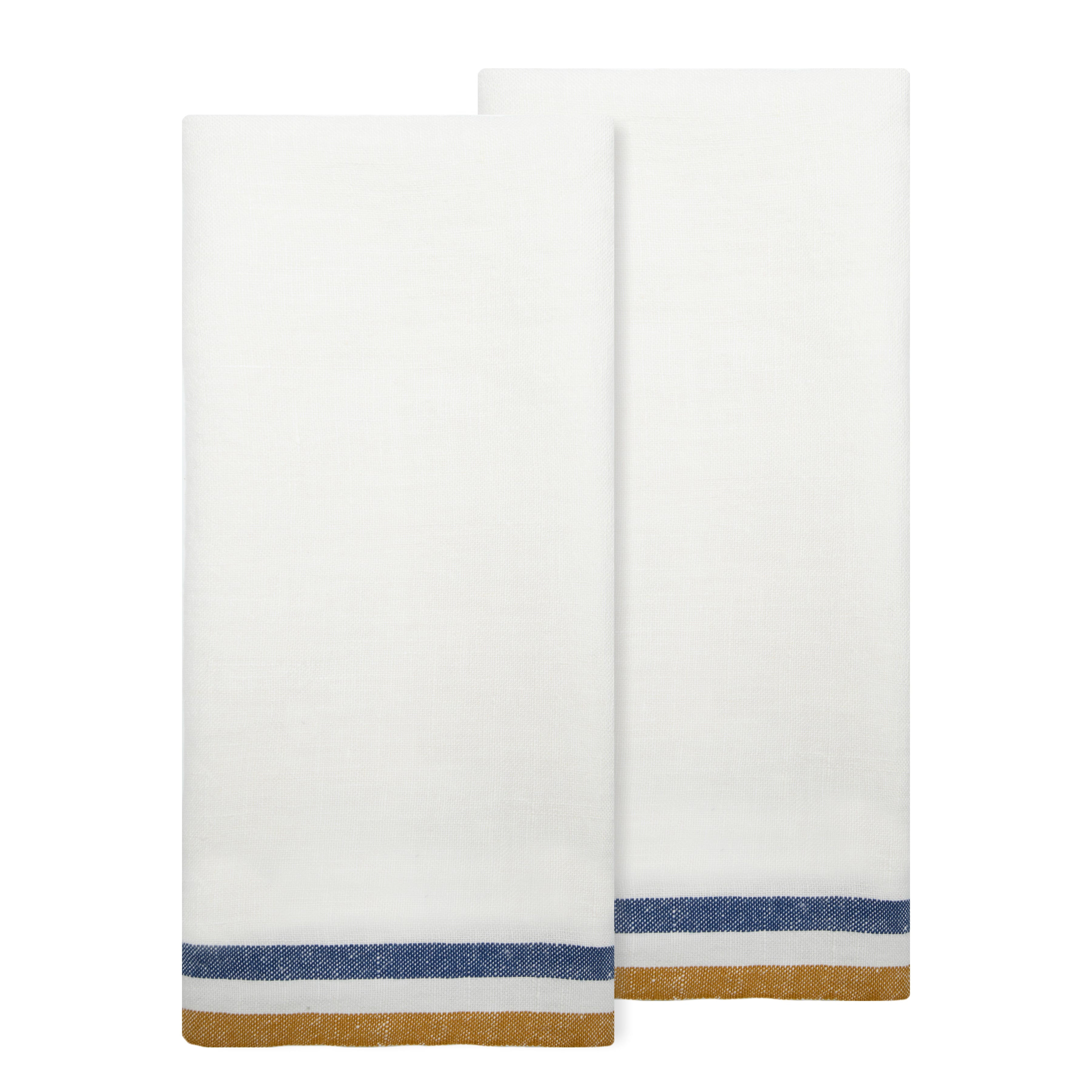 couleur-nature-normandy-torchons-blanc-lot-2-moutarde image 1