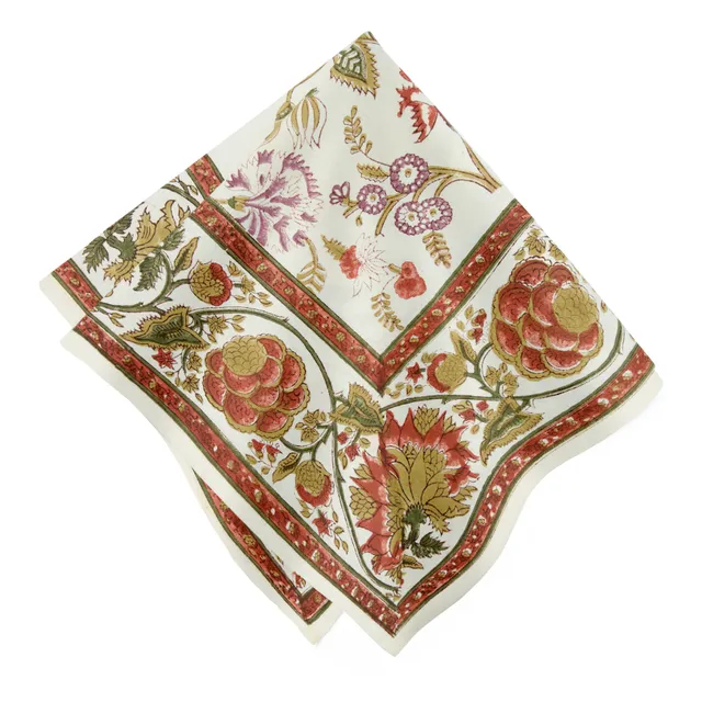 couleur-nature-louise-serviette-table-fleurs-multicolore-lot-4 image 1