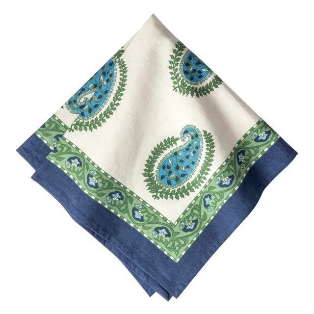 couleur-nature-cassis-serviette-table-bleu-vert-lot-6 image 1