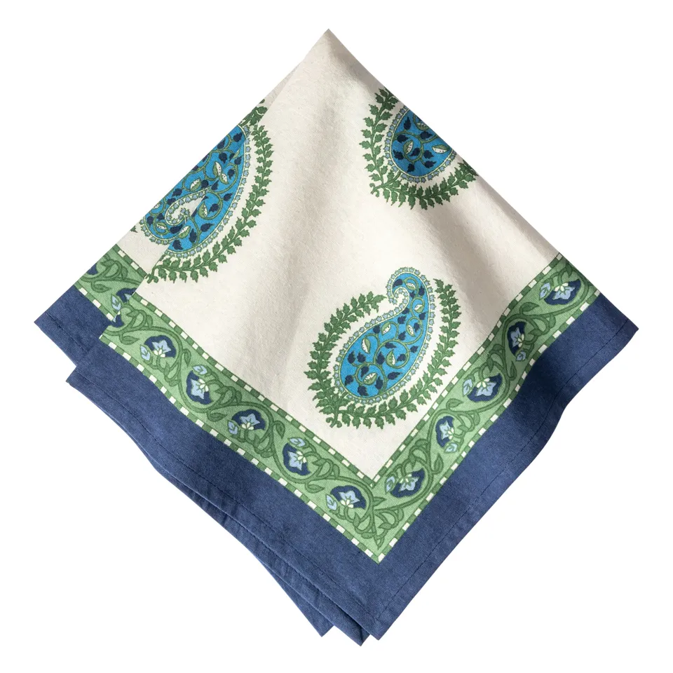 couleur-nature-cassis-serviette-table-bleu-vert-lot-6 image 1