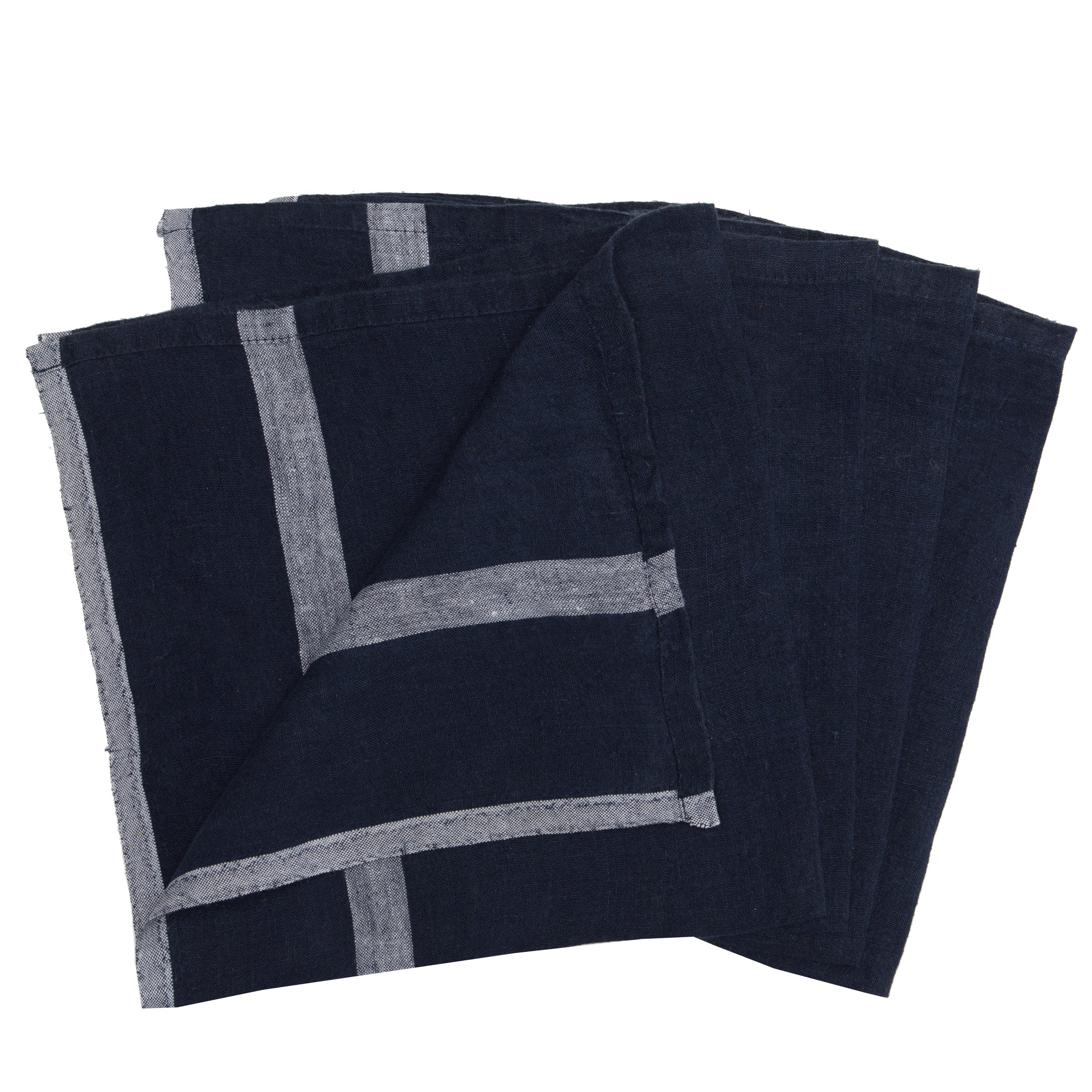 couleur-nature-napkins-serviettes-en-lin-indigo-blanc-lot-4 image 2