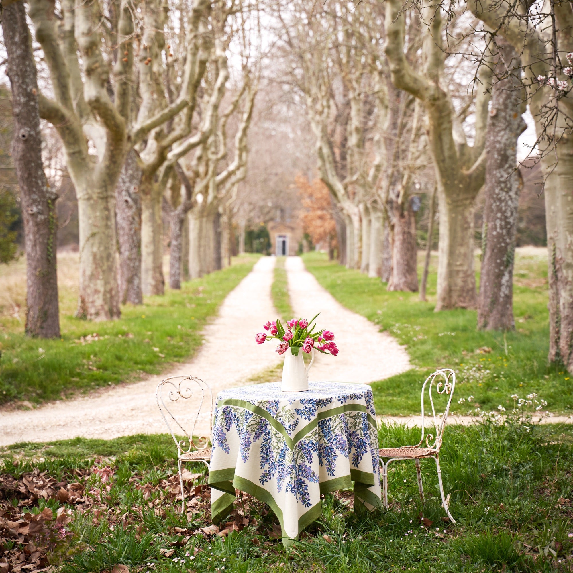 couleur-nature-wisteria-nappe-vert-et-bleu-coton image 3
