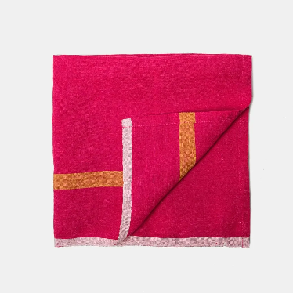 couleur-nature-napkins-serviettes-lin-rose-lime-lot-4 image 1