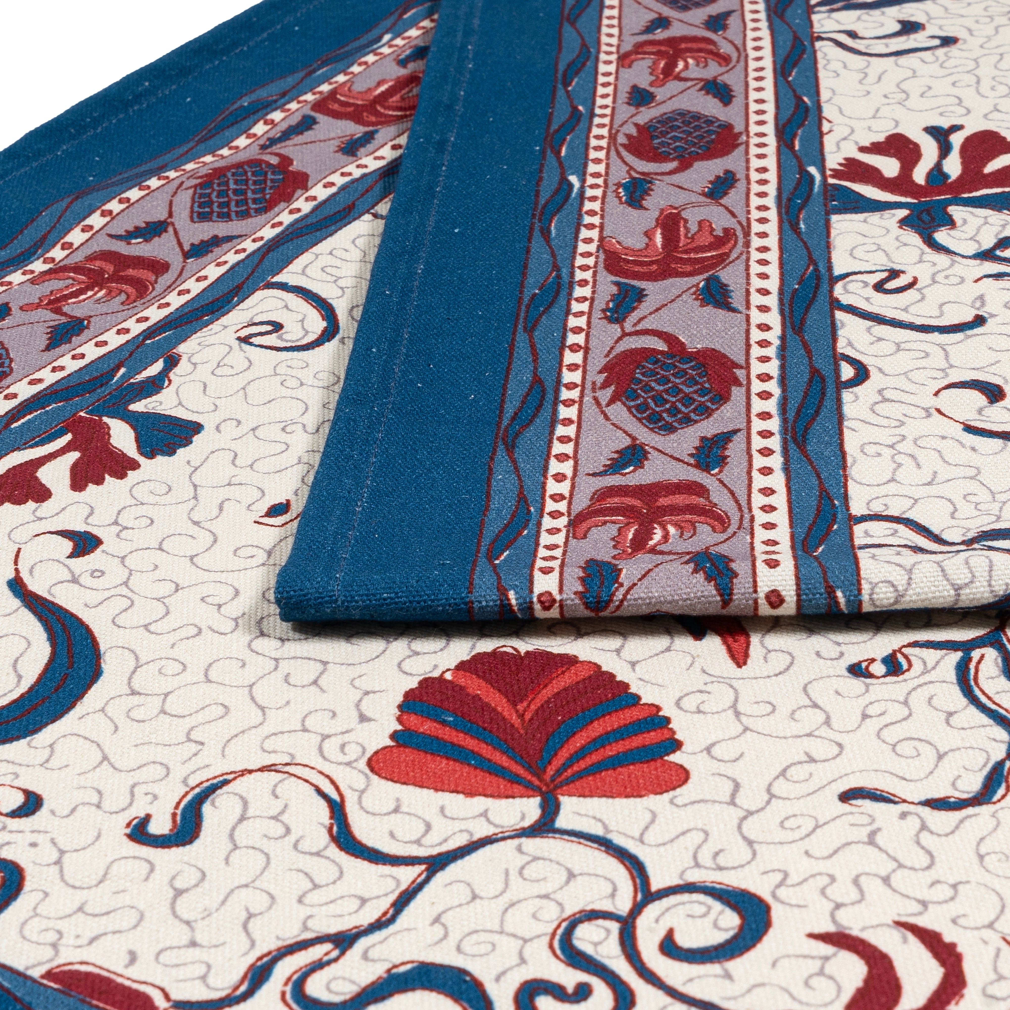 couleur-nature-fleur-des-indes-chemin-de-table-coton-bleu-rouge image 5