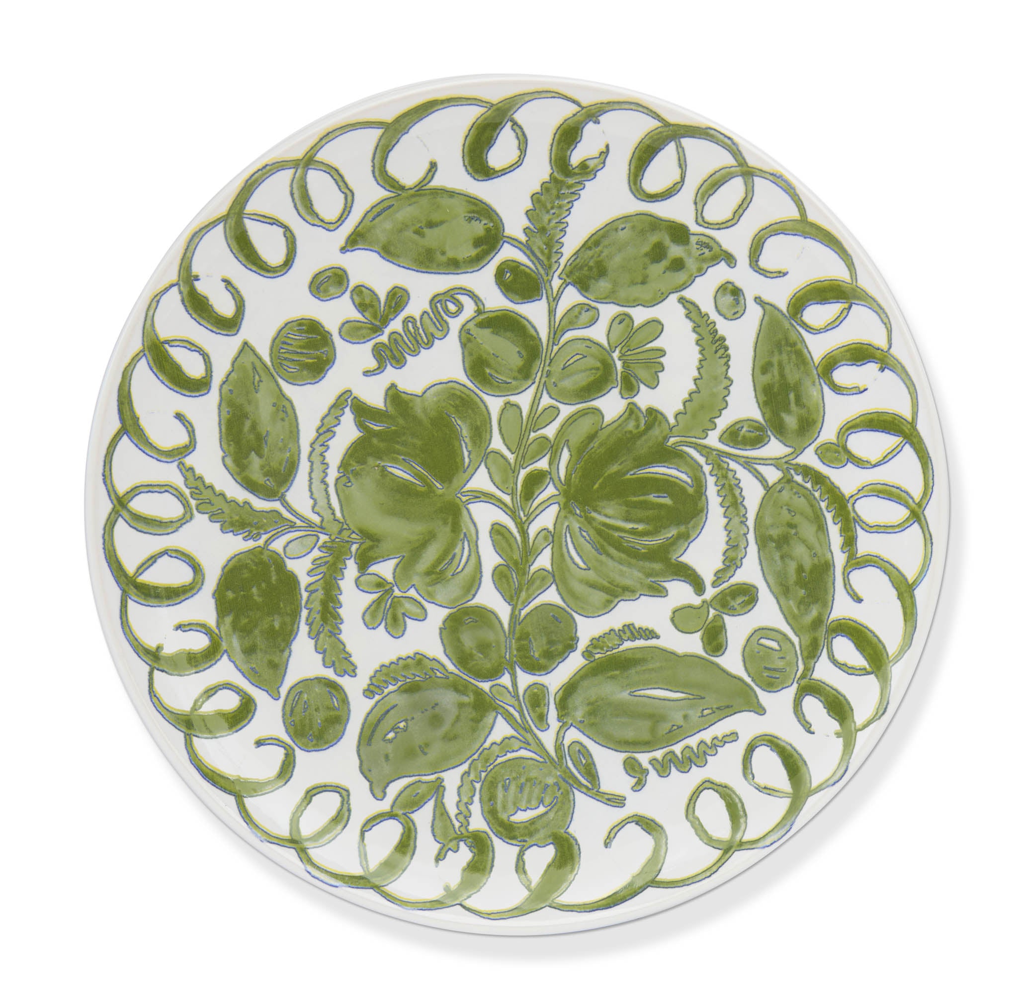 couleur-nature-amalfi-assiette-plate-c-ramique-blanc-vert-27-cm image 1