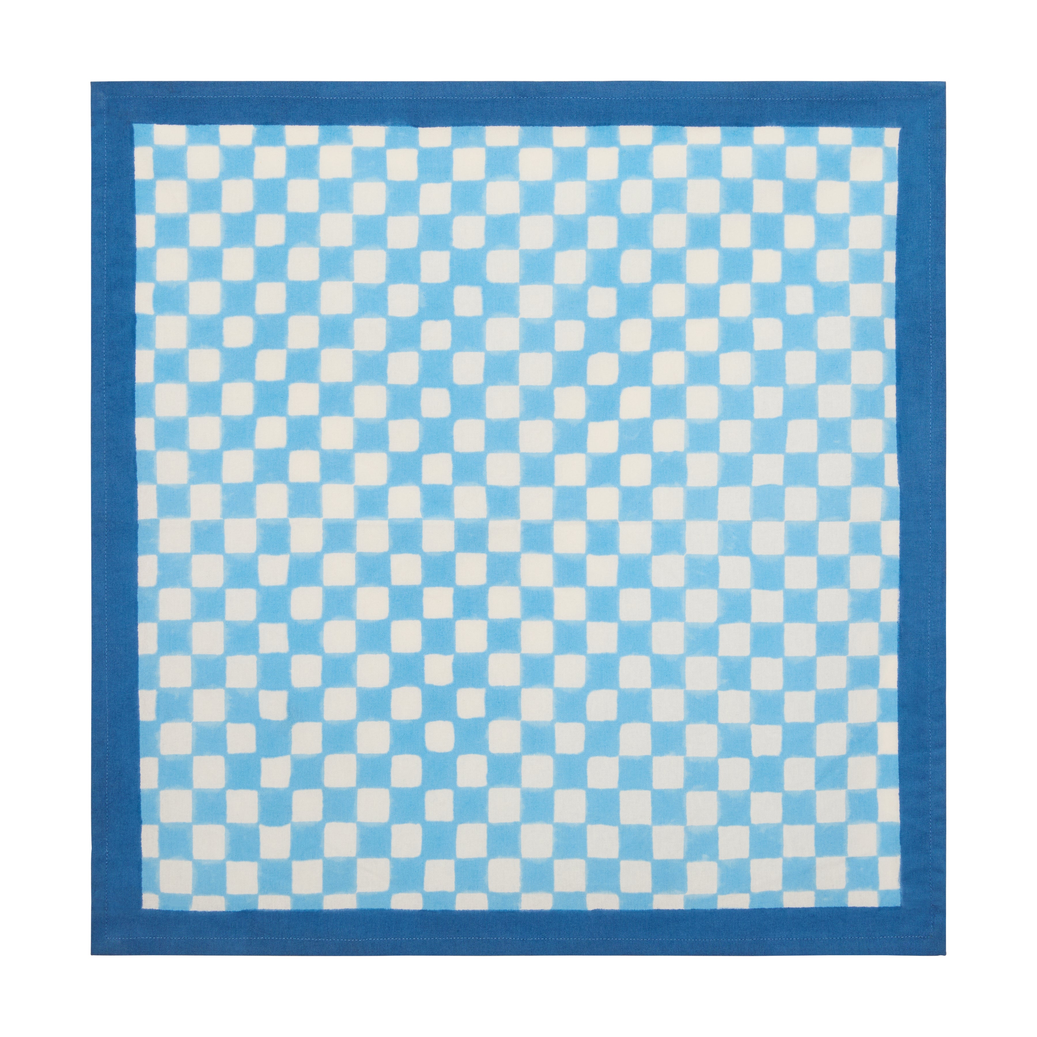 couleur-nature-gingham-check-serviette-coton-bleu-lot-4 image 2