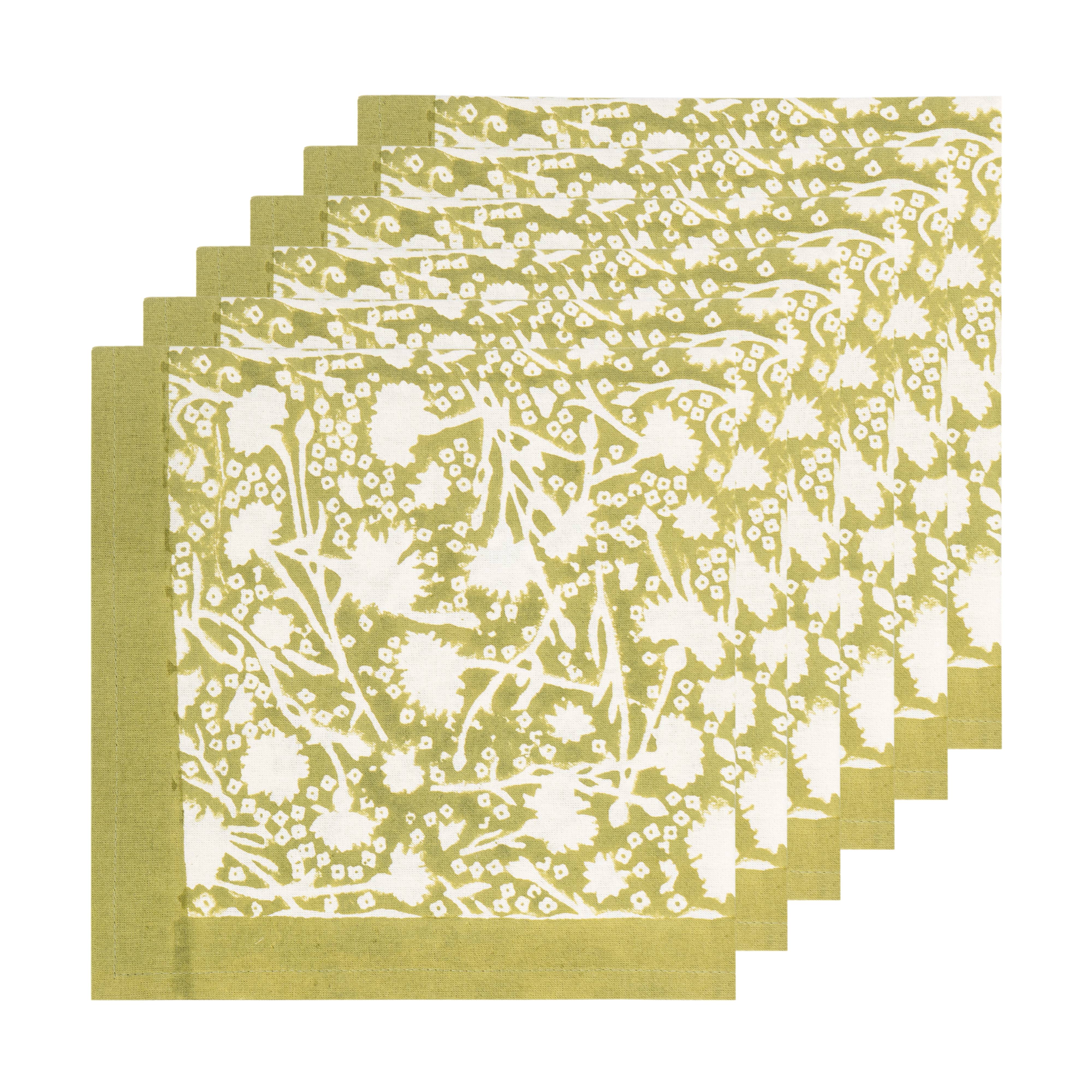 couleur-nature-meadows-serviettes-table-coton-lot-6-vert image 2