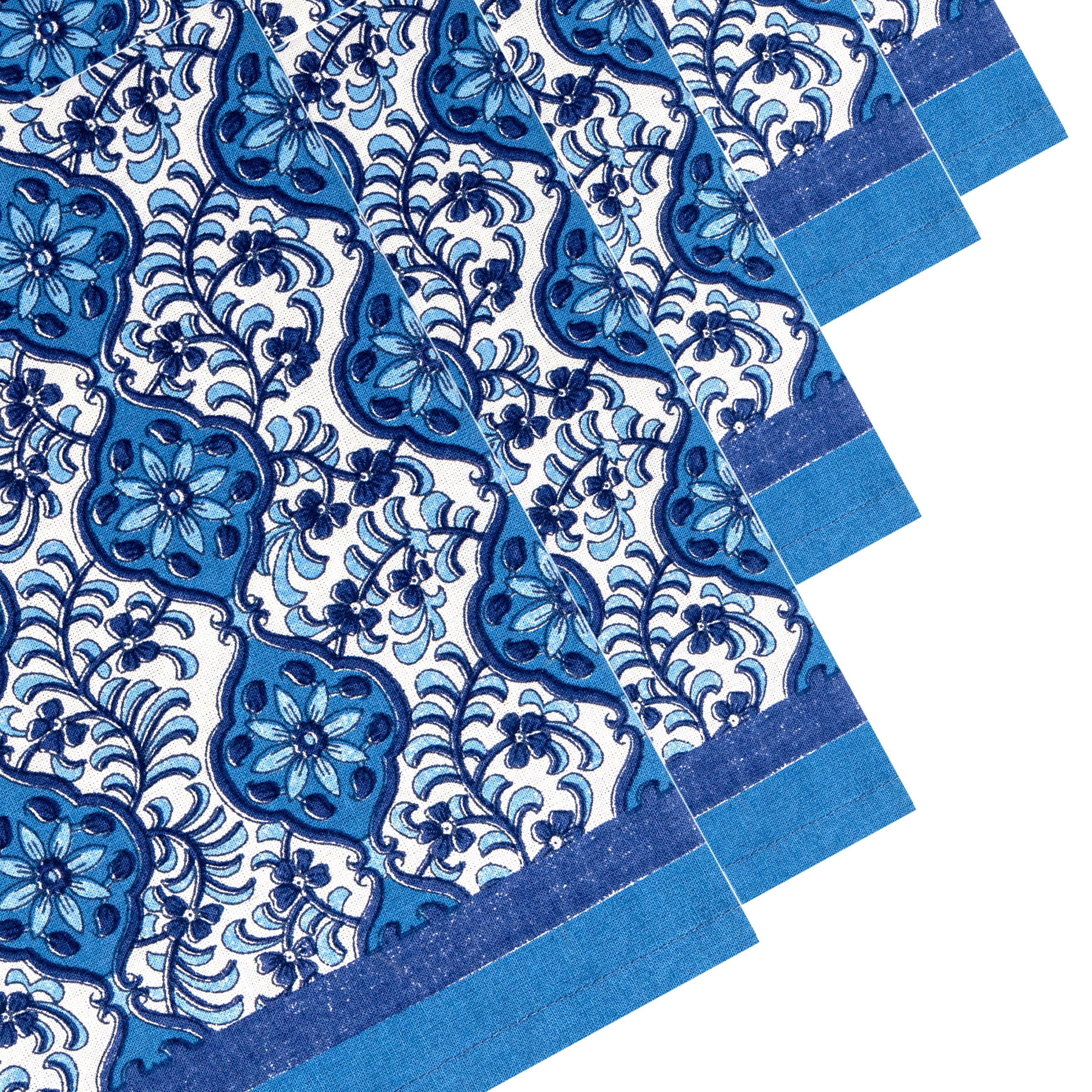 couleur-nature-azulejo-serviette-table-coton-bleu-lot-6 image 7