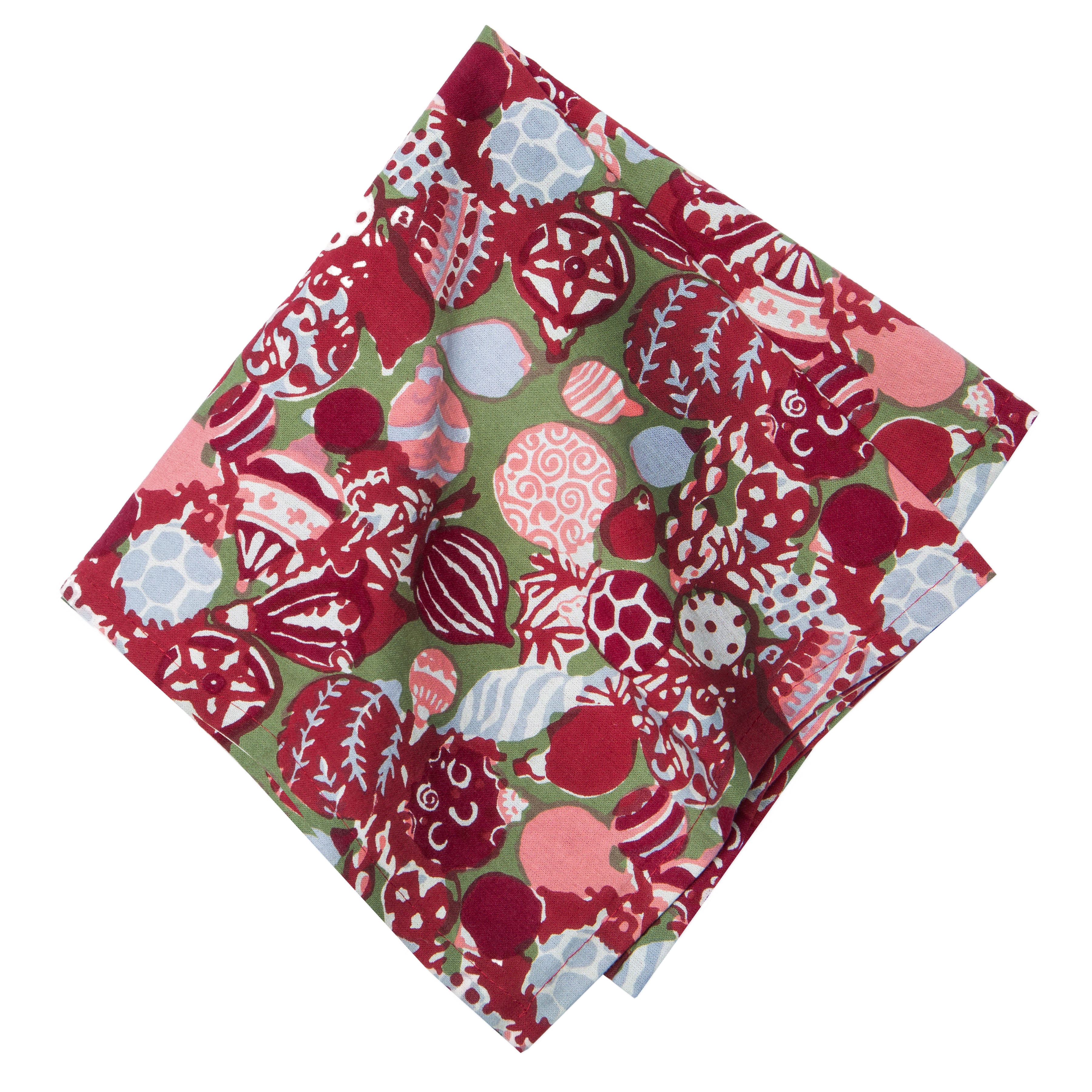 couleur-nature-ornaments-nappe-coton-rouge-vert-59x86 image 6
