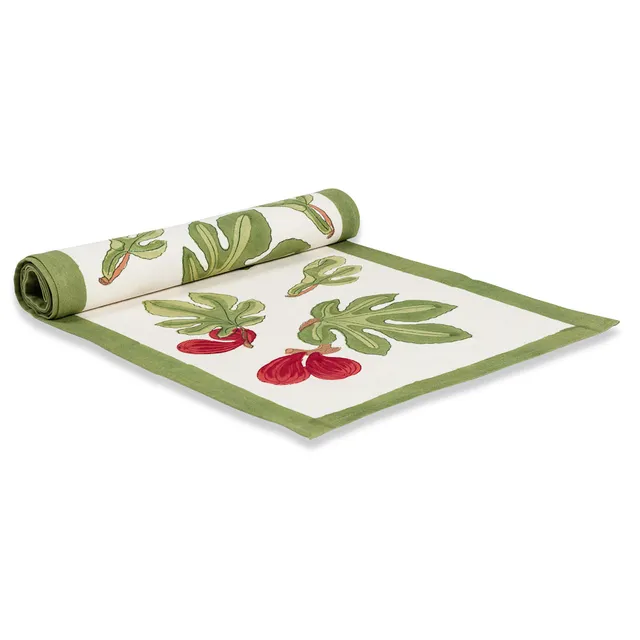 couleur-nature-runners-fig-red-green-chemin-de-table-16x72-coton image 1