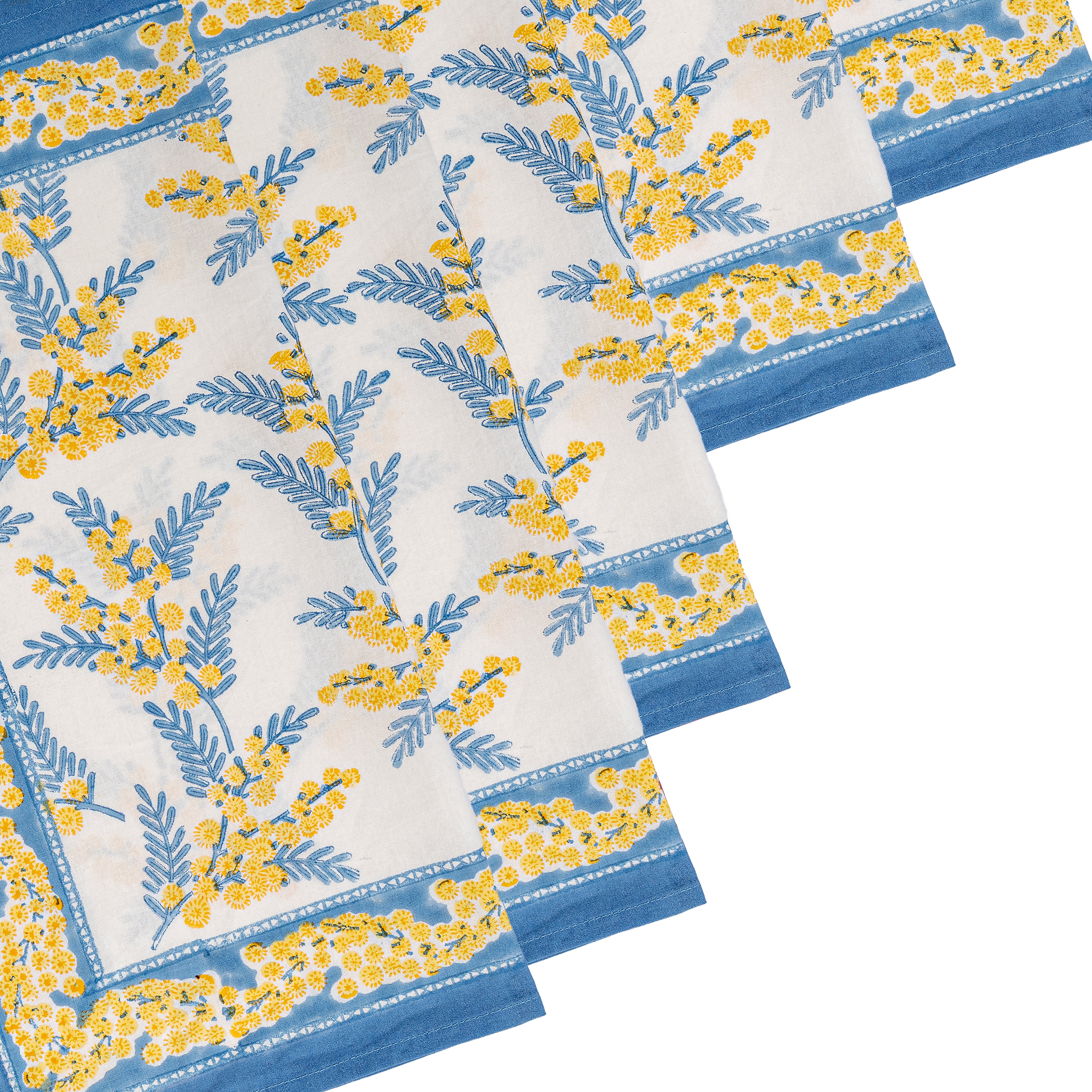 couleur-nature-mimosa-serviettes-tissu-bleu-jaune-lot-6 image 7