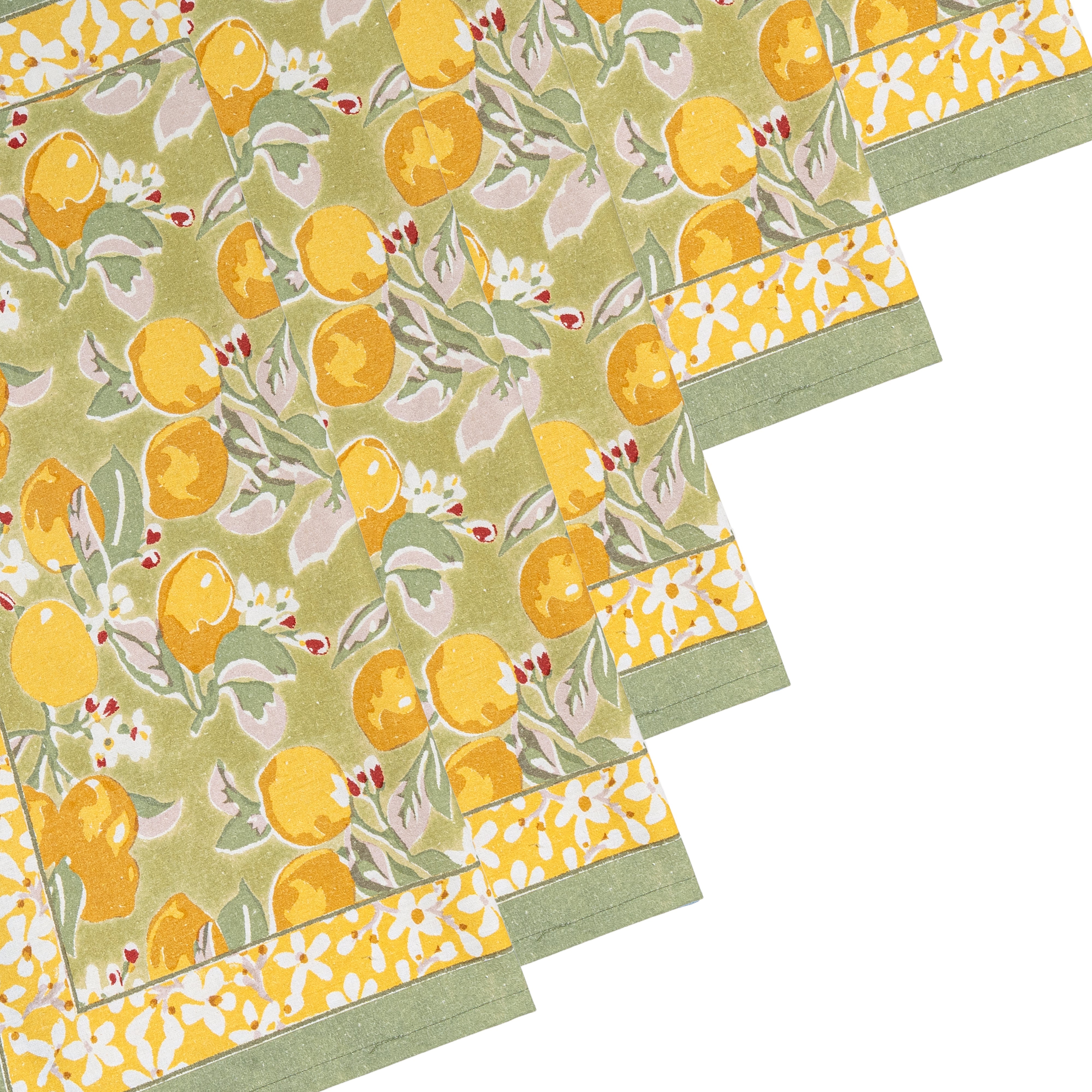 couleur-nature-citron-serviettes-coton-vert-jaune-lot-6 image 6