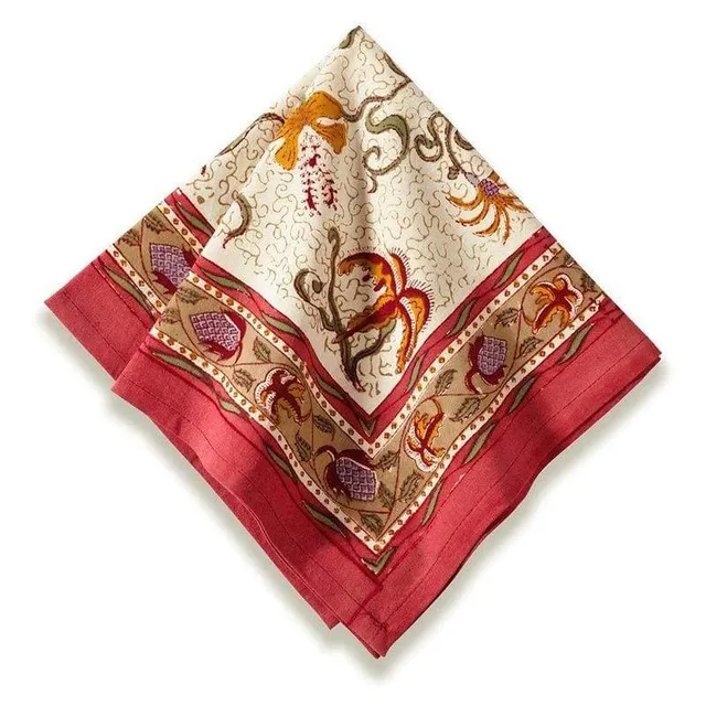 couleur-nature-fleur-des-indes-serviettes-table-lot-6-coton image 1