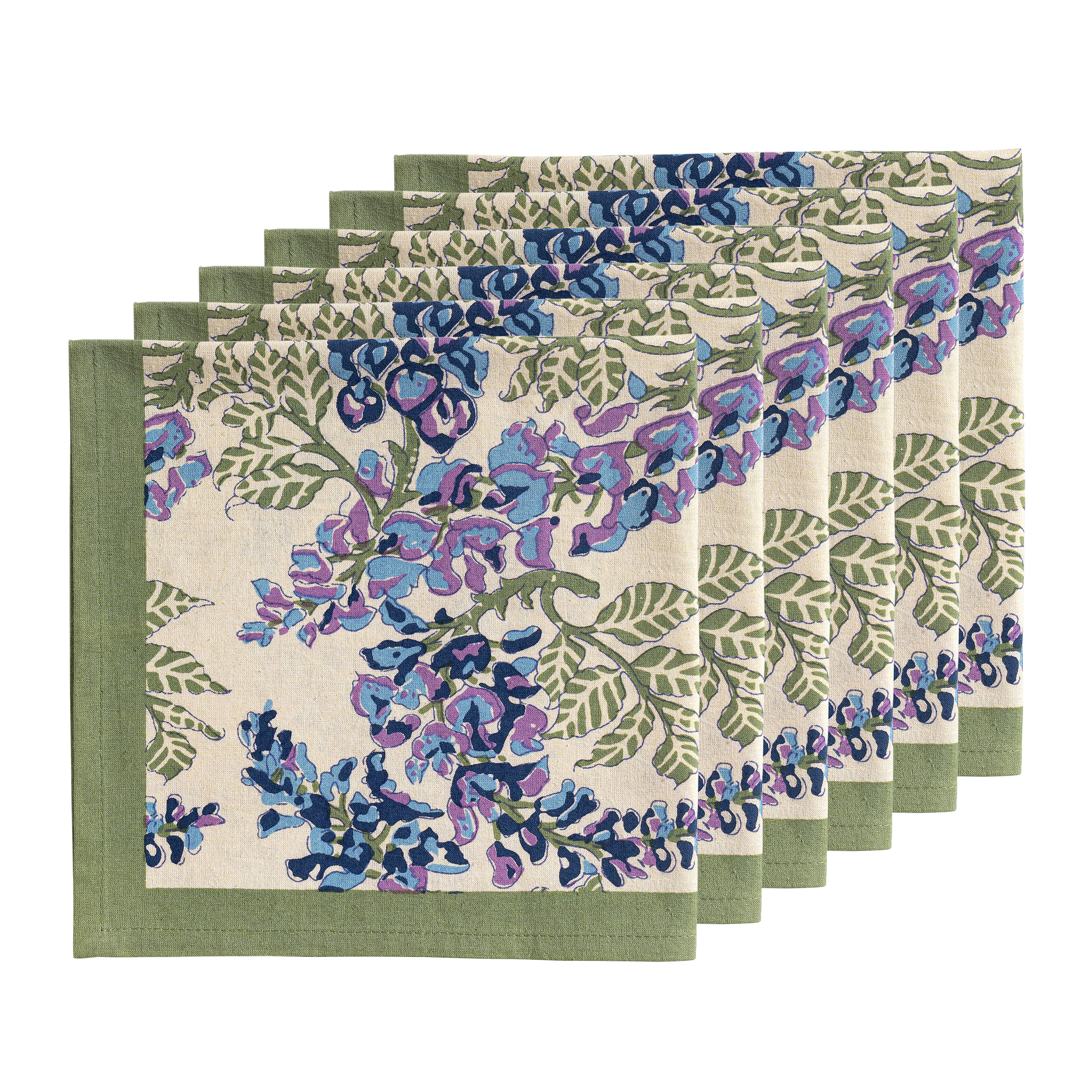 couleur-nature-wisteria-serviette-tissu-lot-6-vert-bleu image 2