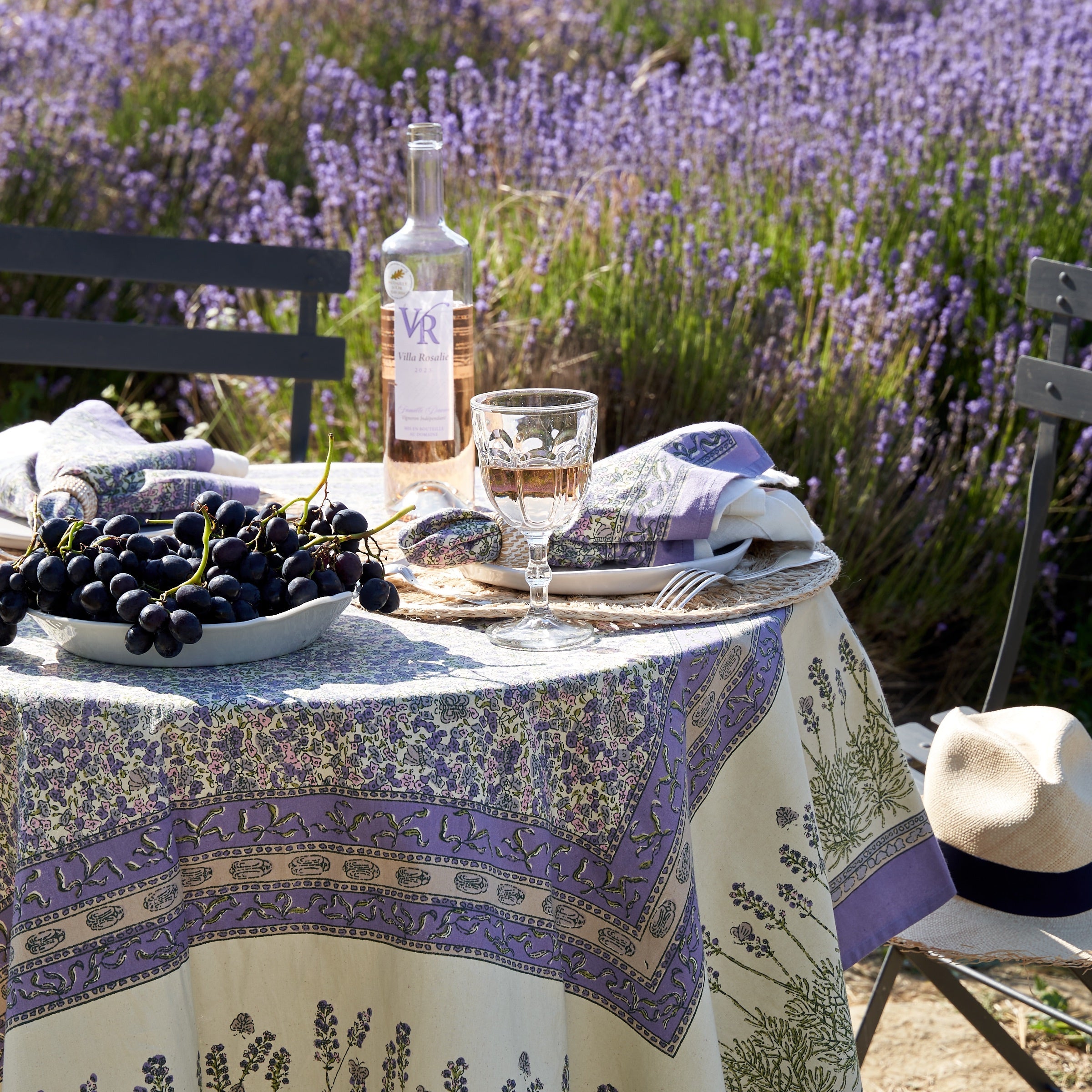 couleur-nature-lavender-serviettes-coton-lot-6-imprim-floral image 4