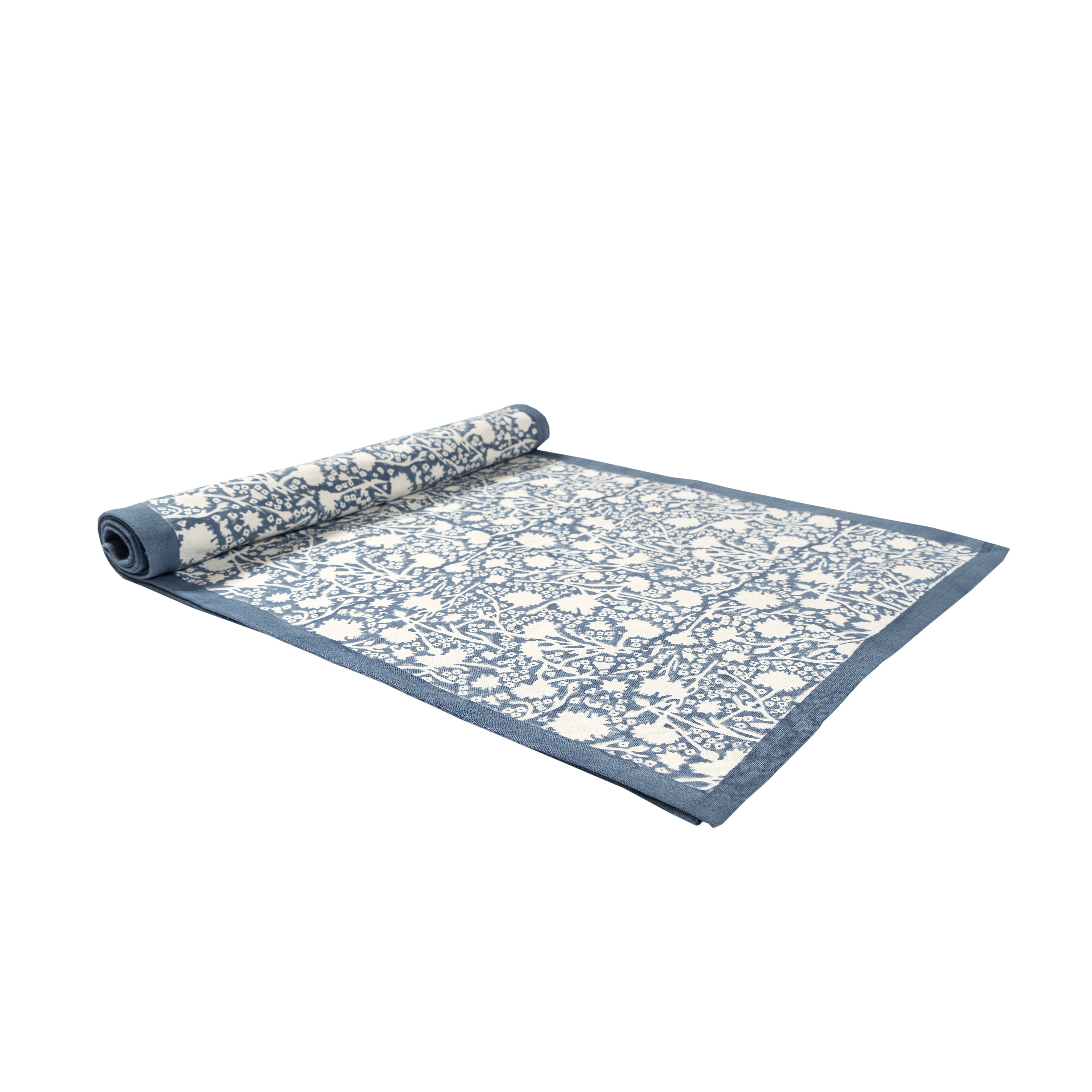 couleur-nature-meadows-runner-bleu-chemin-table-coton-16x72 image 5